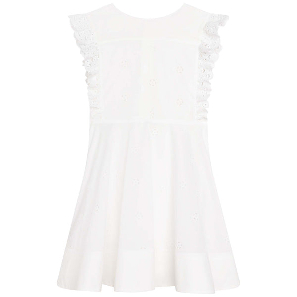 Girls White Cotton Dress