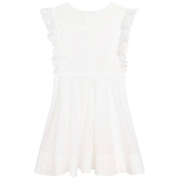 Girls White Cotton Dress