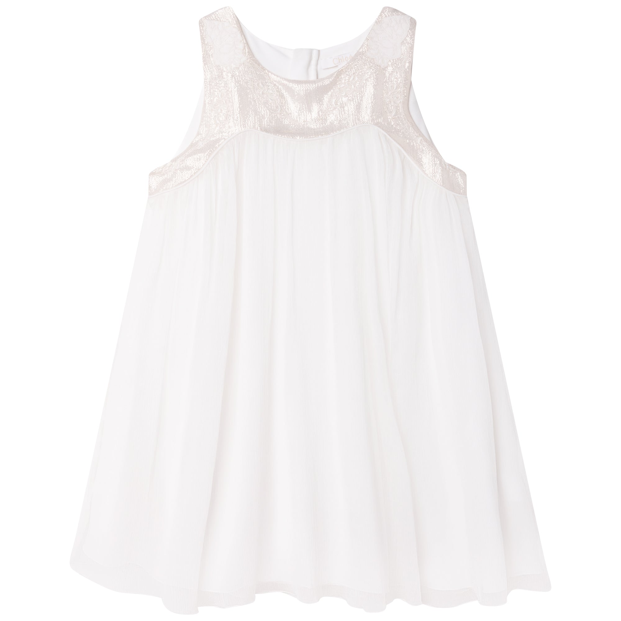 Girls White Silk Dress