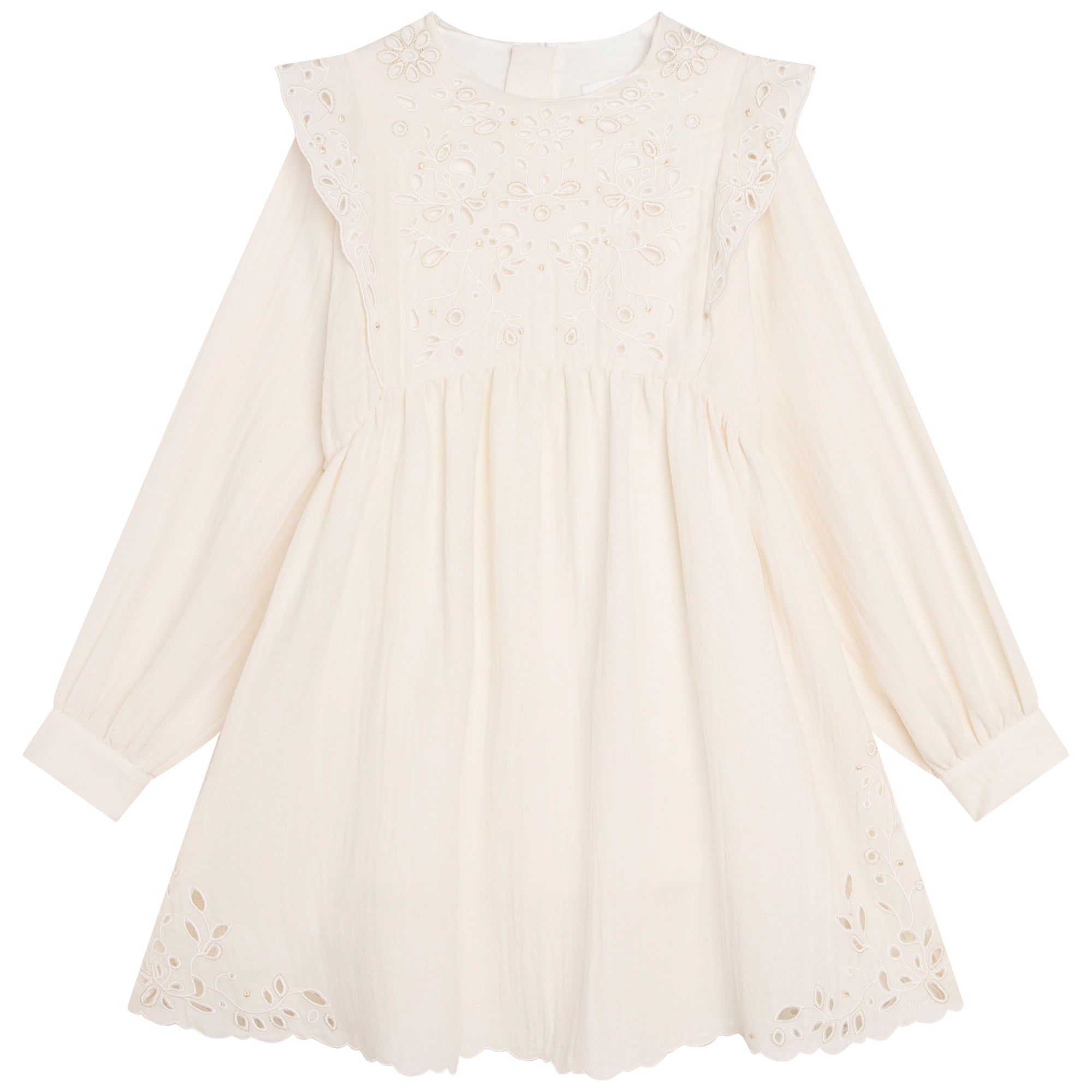 Girls White Ruffle Cotton Dress