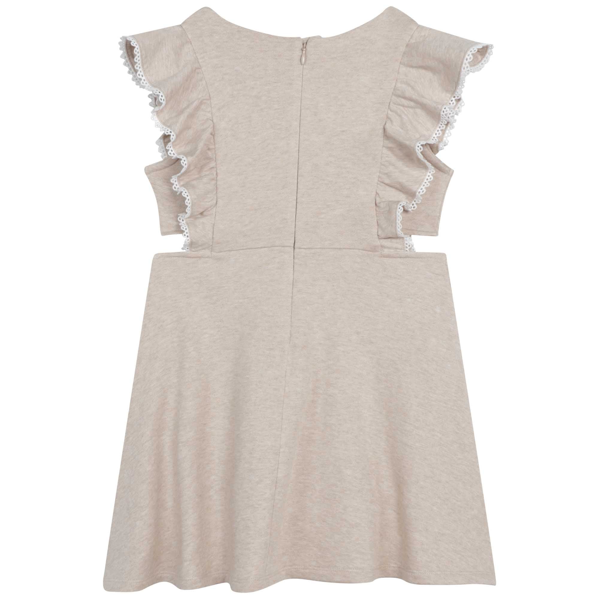 Girls Beige Ruffled Dress