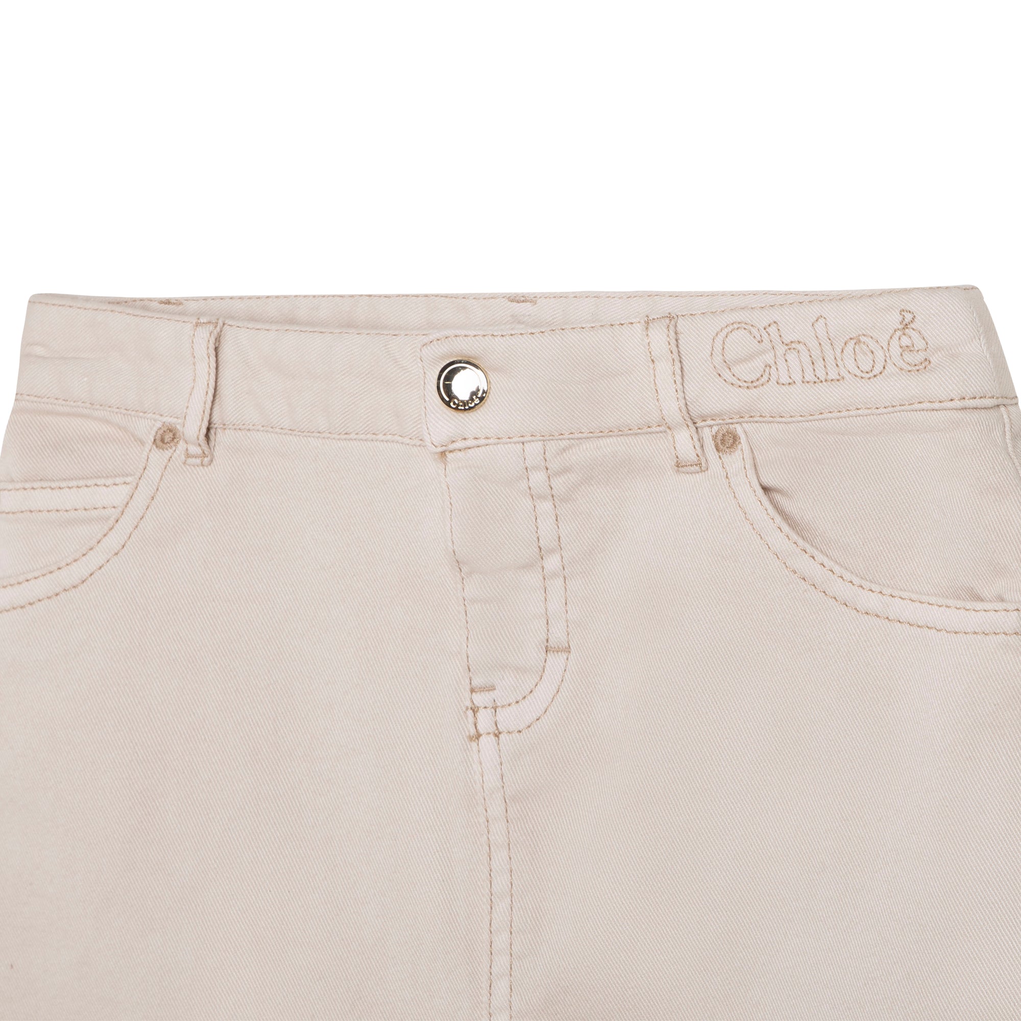 Girls Beige Denim Skirt