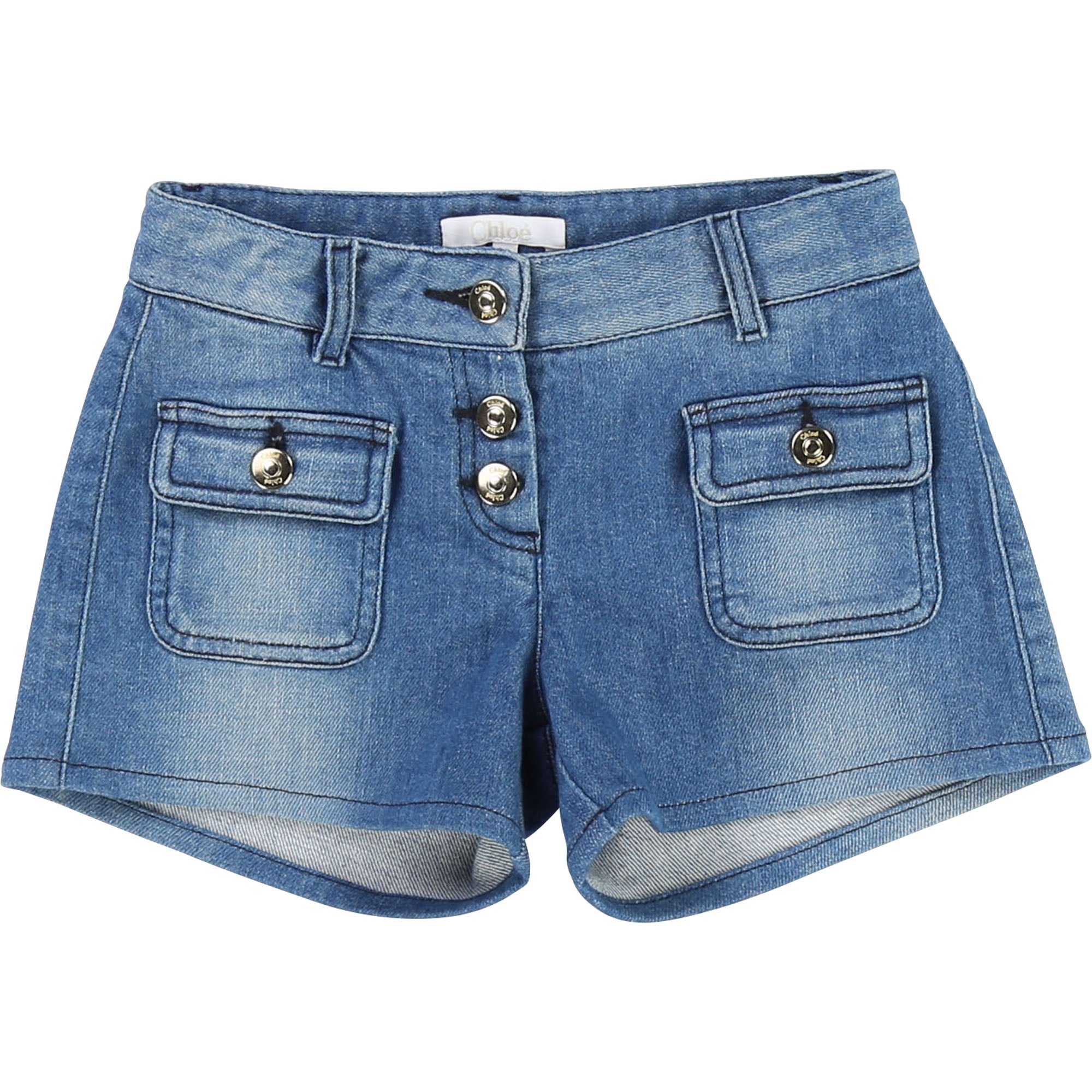 Girls Denim Blue Cotton Shorts
