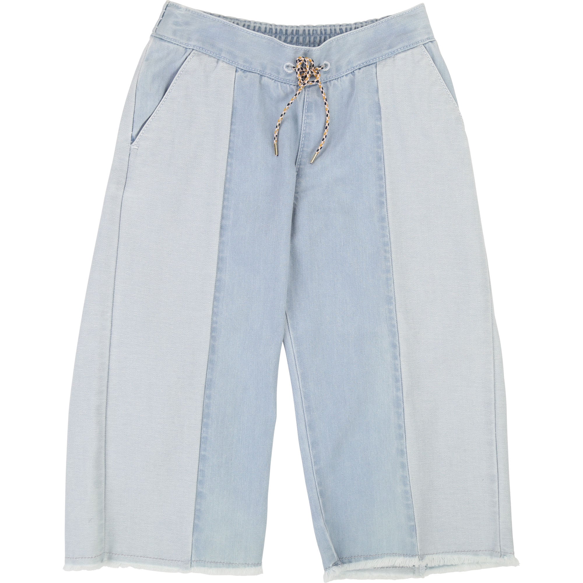 Girls Light Blue Patchwork Cotton Jeans