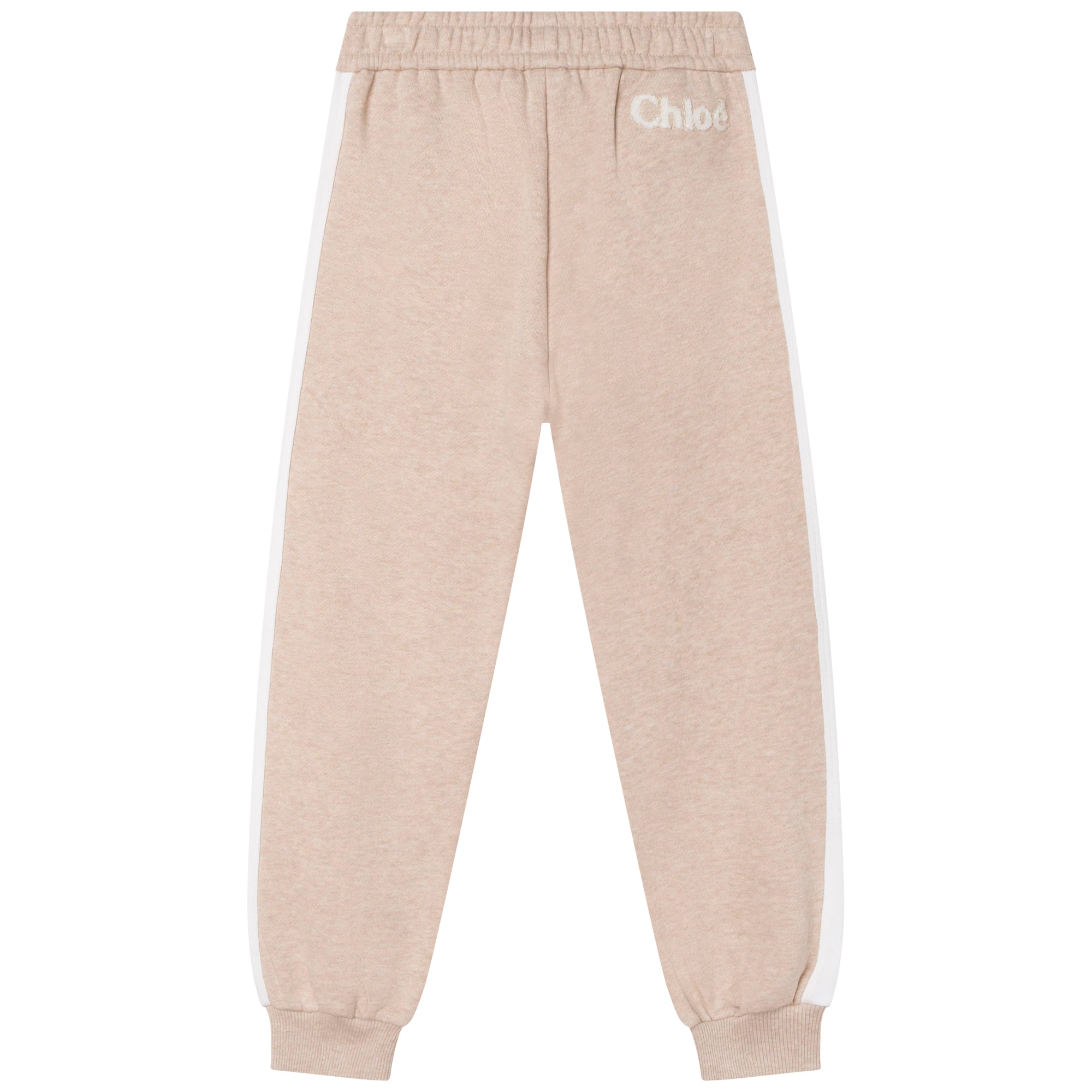 Girls Beige Logo Cotton Trousers