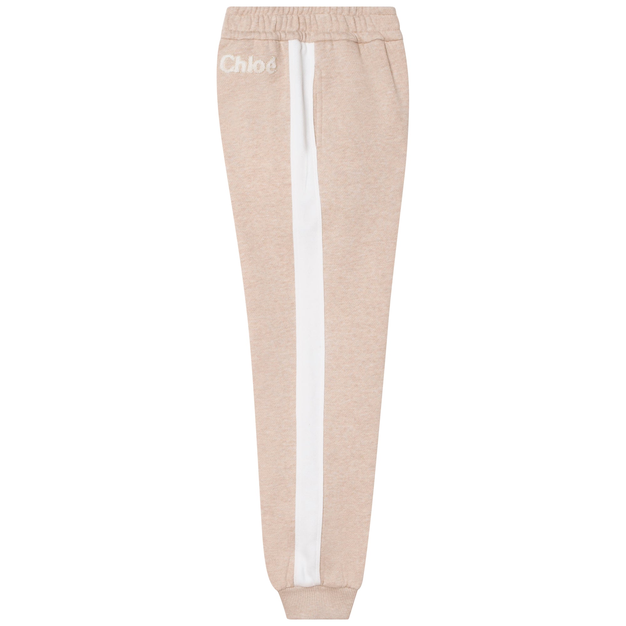 Girls Beige Logo Cotton Trousers