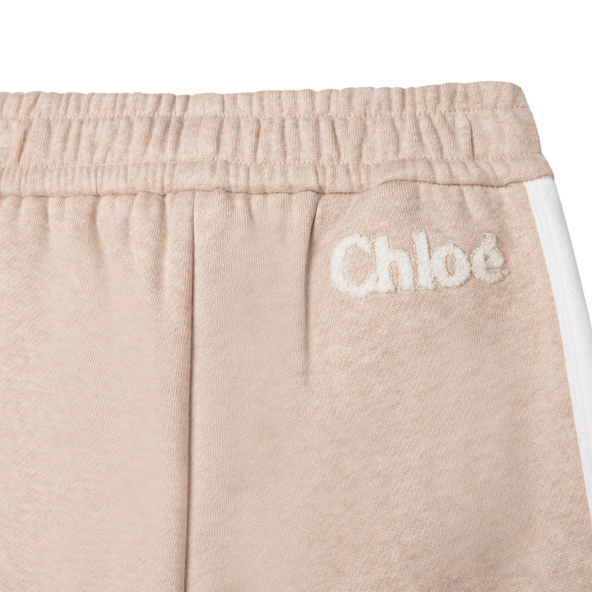 Girls Beige Logo Cotton Trousers