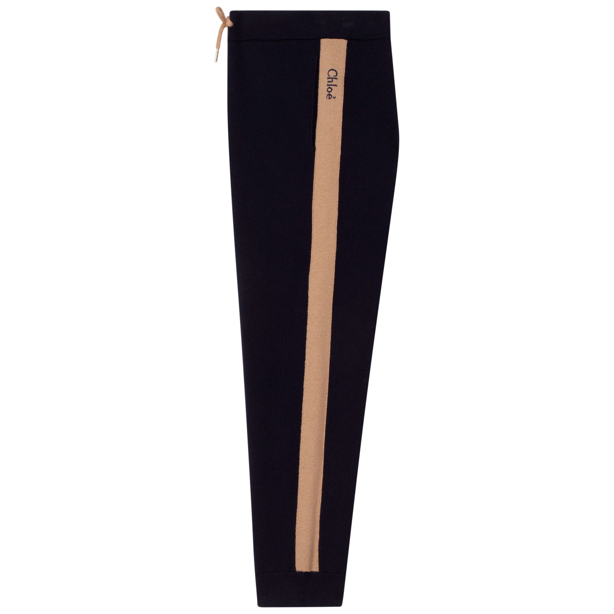 Girls Navy Logo Cotton Trousers