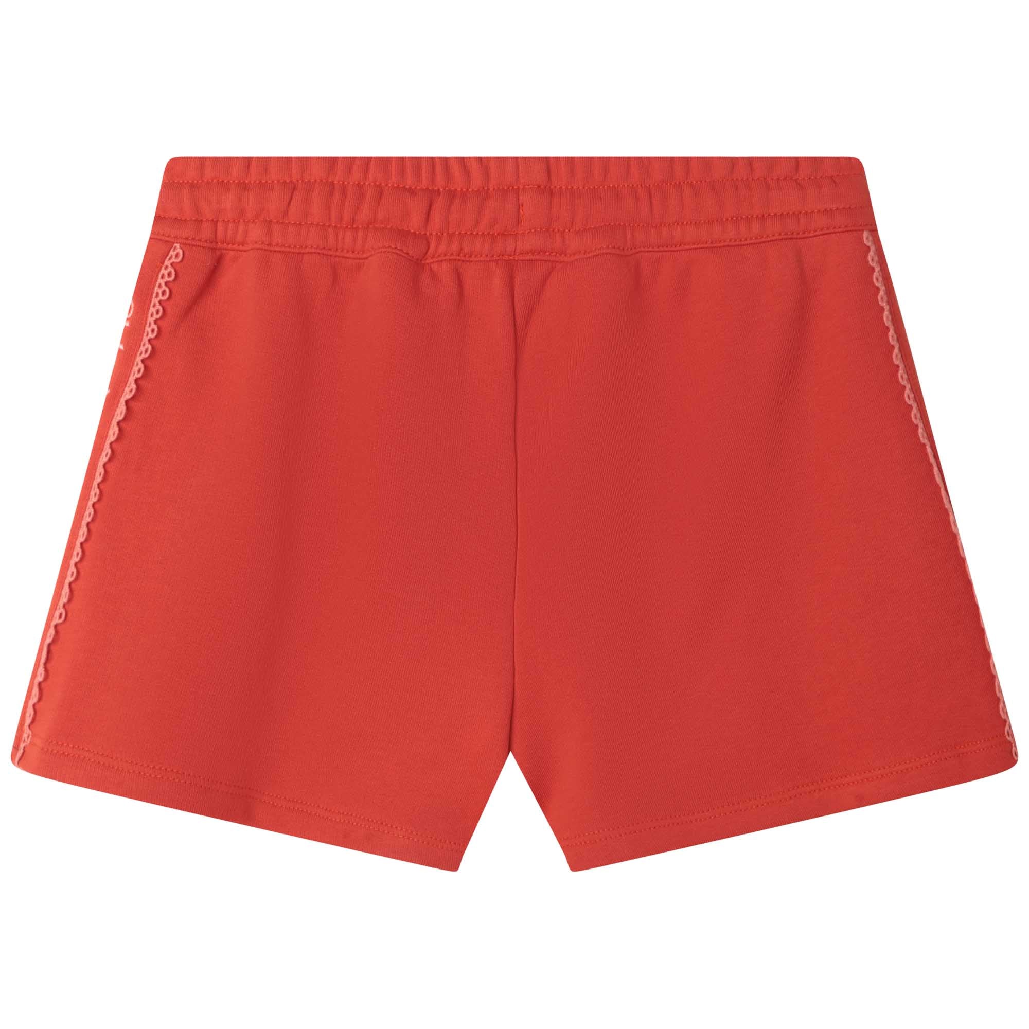 Girls Red Logo Cotton Shorts