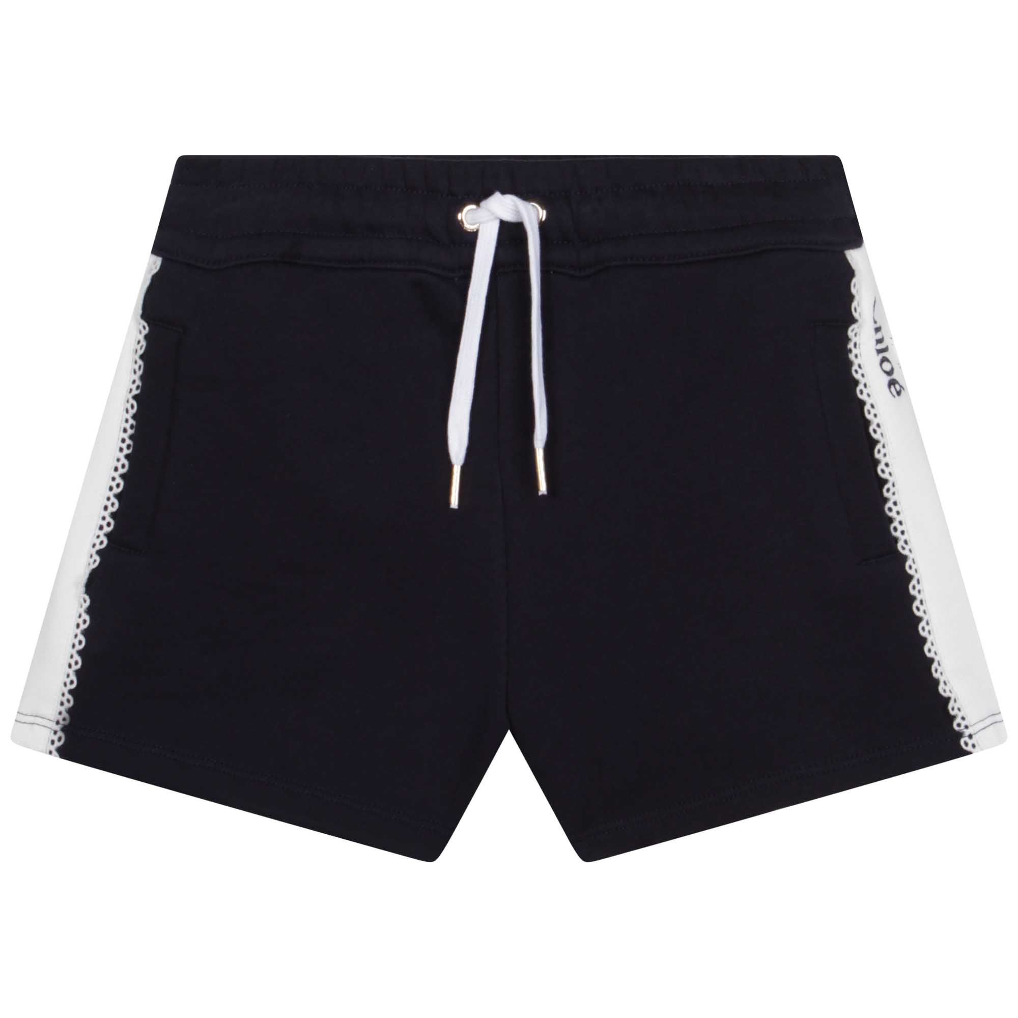 Girls Blue Logo Cotton Shorts