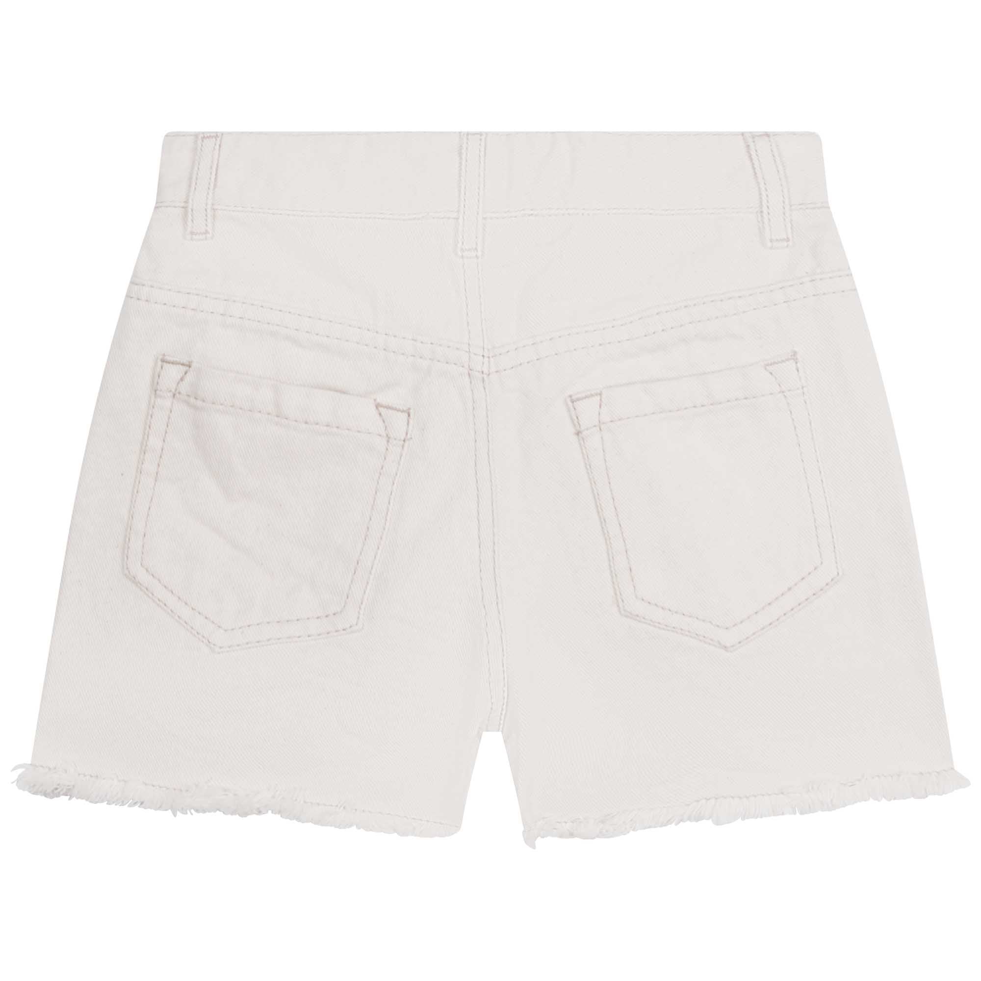 Girls White Logo Cotton Shorts
