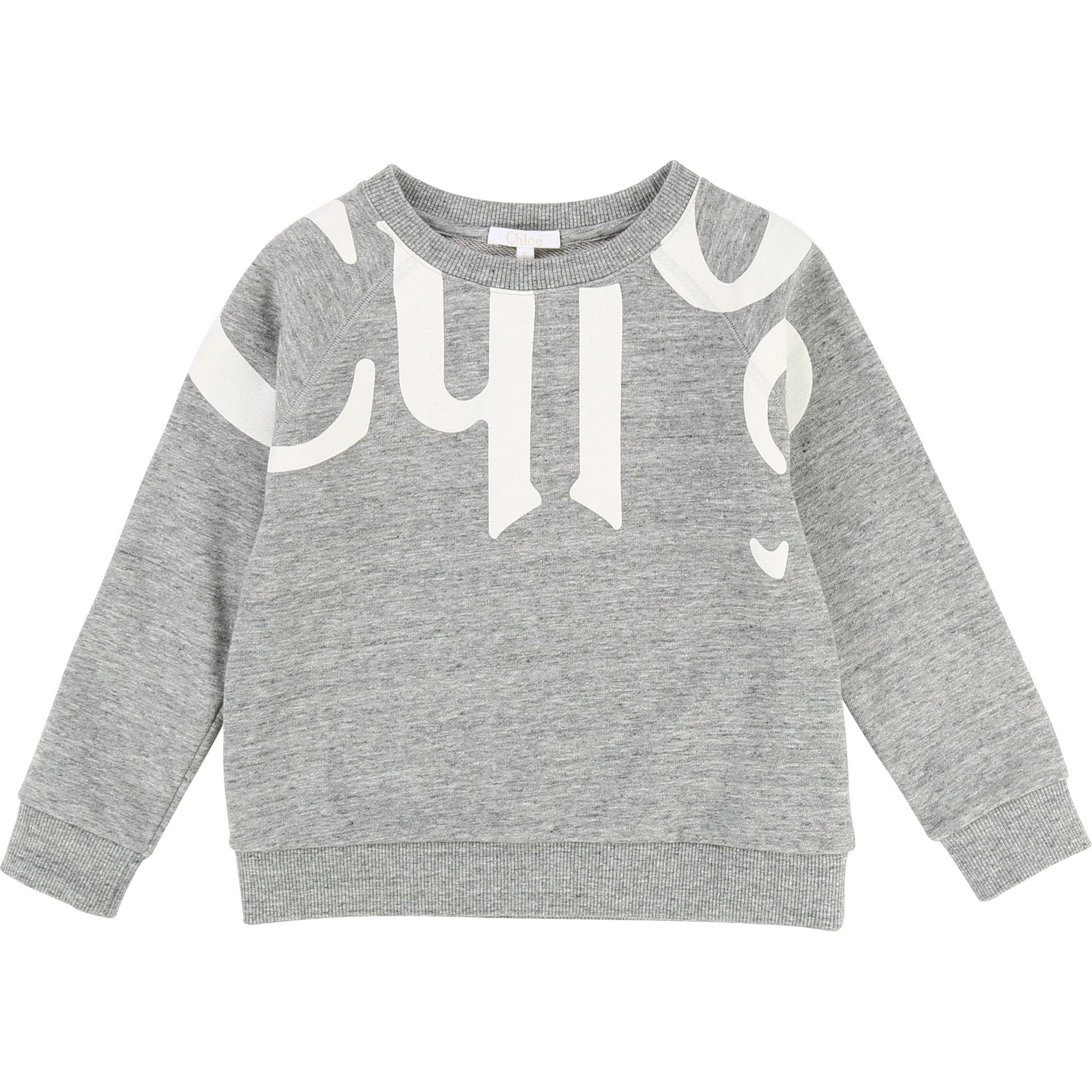 Girls Grey Chine Cotton Sweatshirt