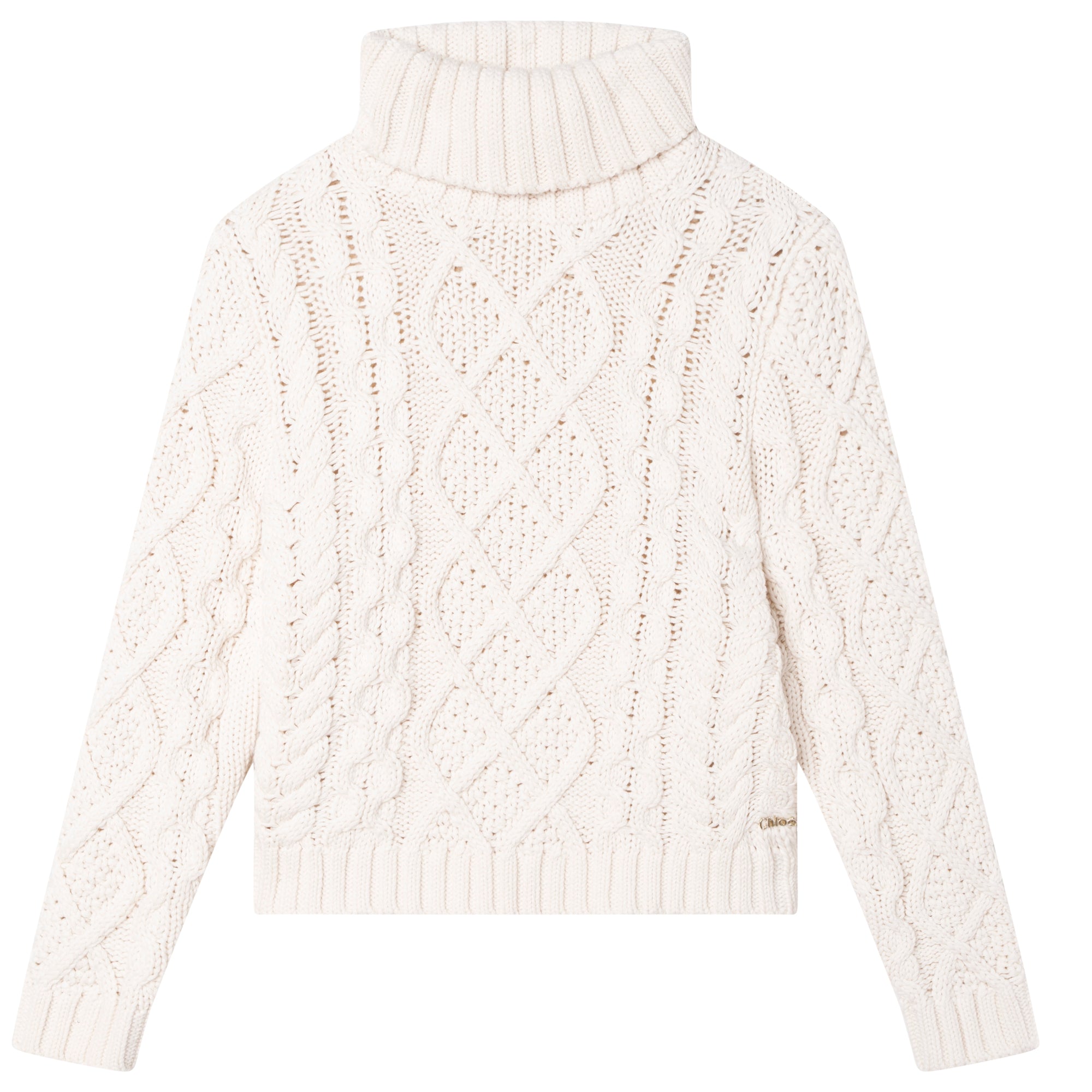 Girls Ivory Cotton Knit Sweater