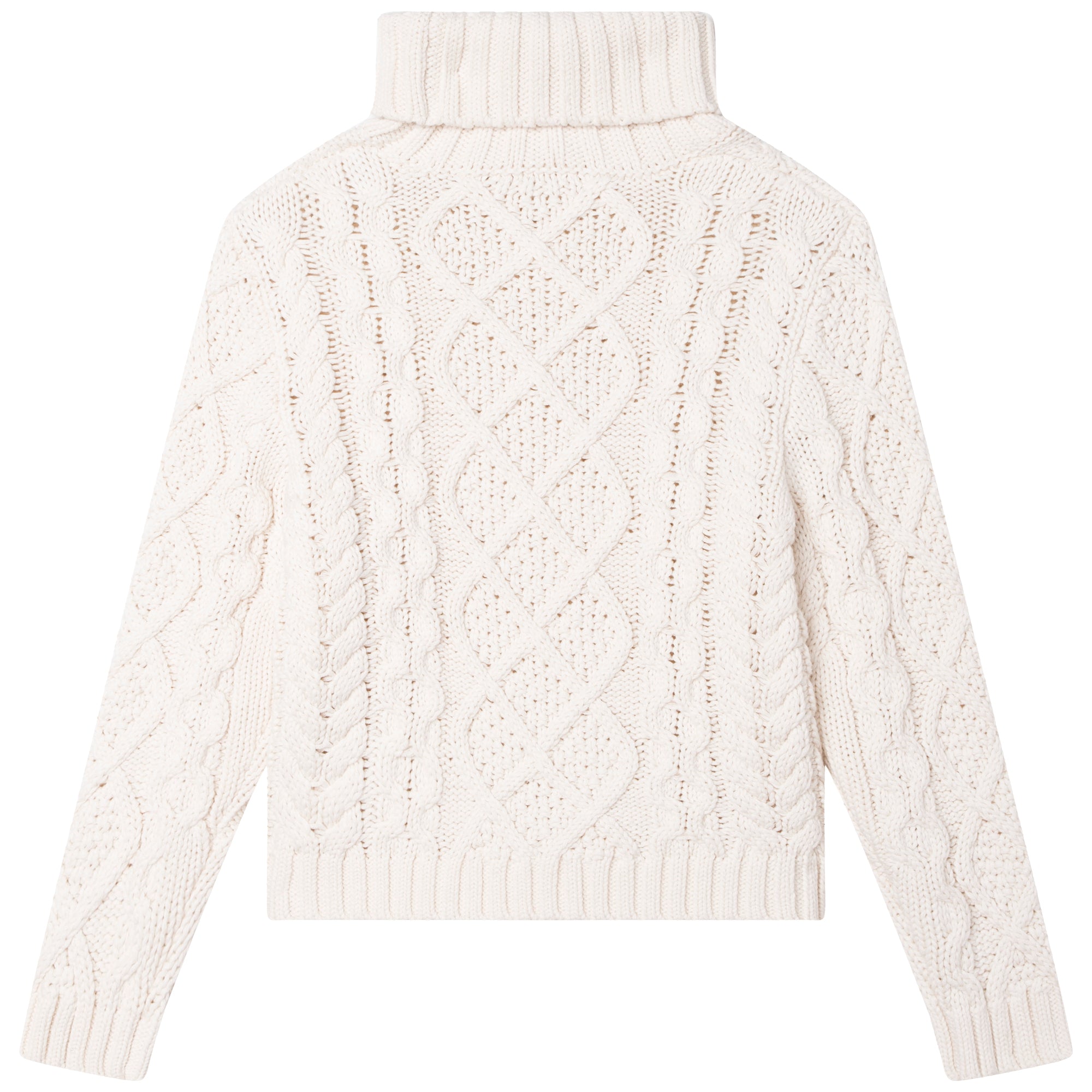 Girls Ivory Cotton Knit Sweater