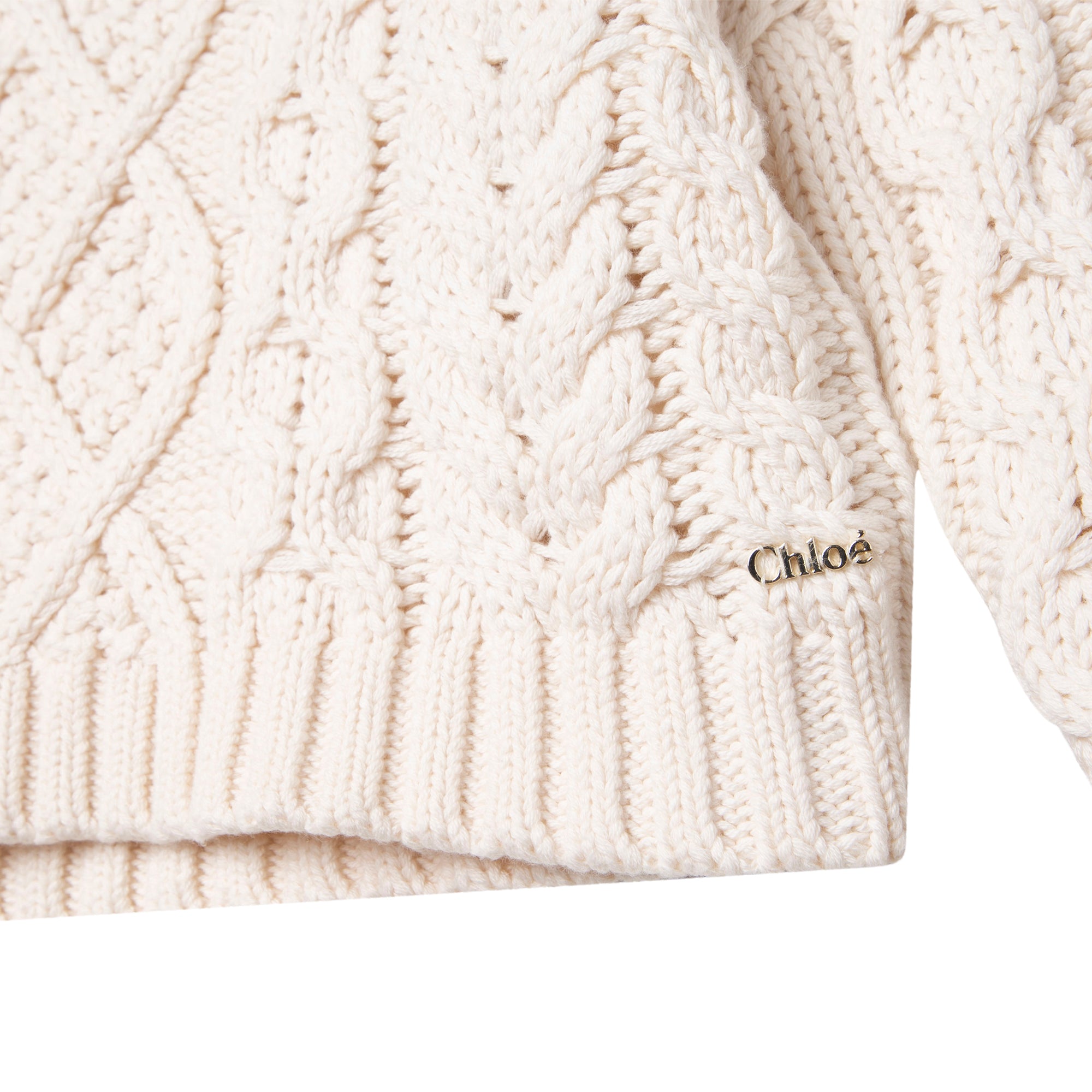 Girls Ivory Cotton Knit Sweater