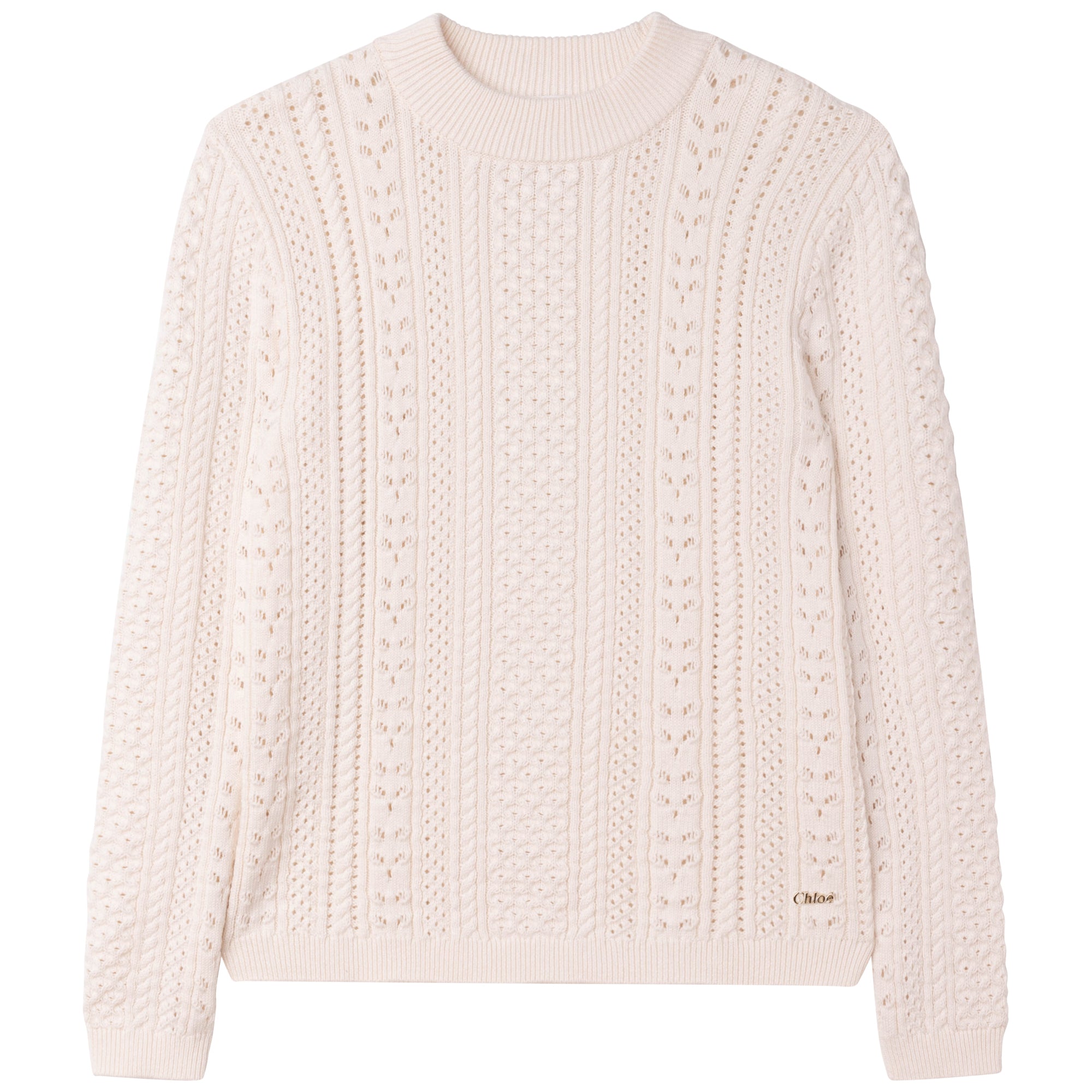 Girls Ivory Knit Cotton Sweater