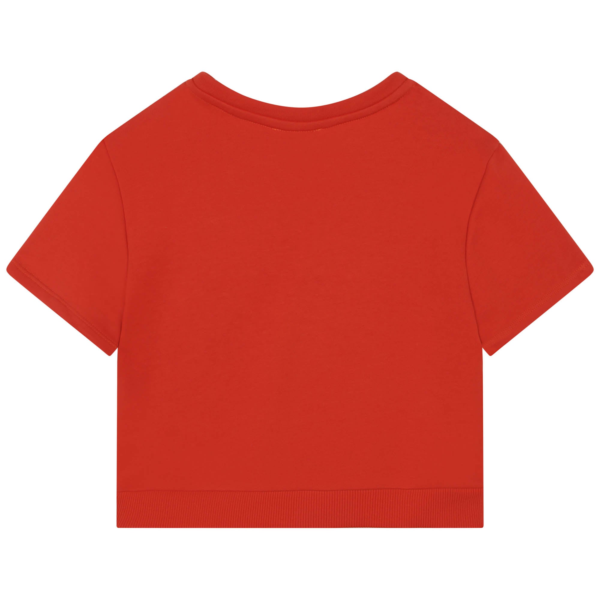 Girls Red Logo Cotton Short Sleeve Sweatshirt