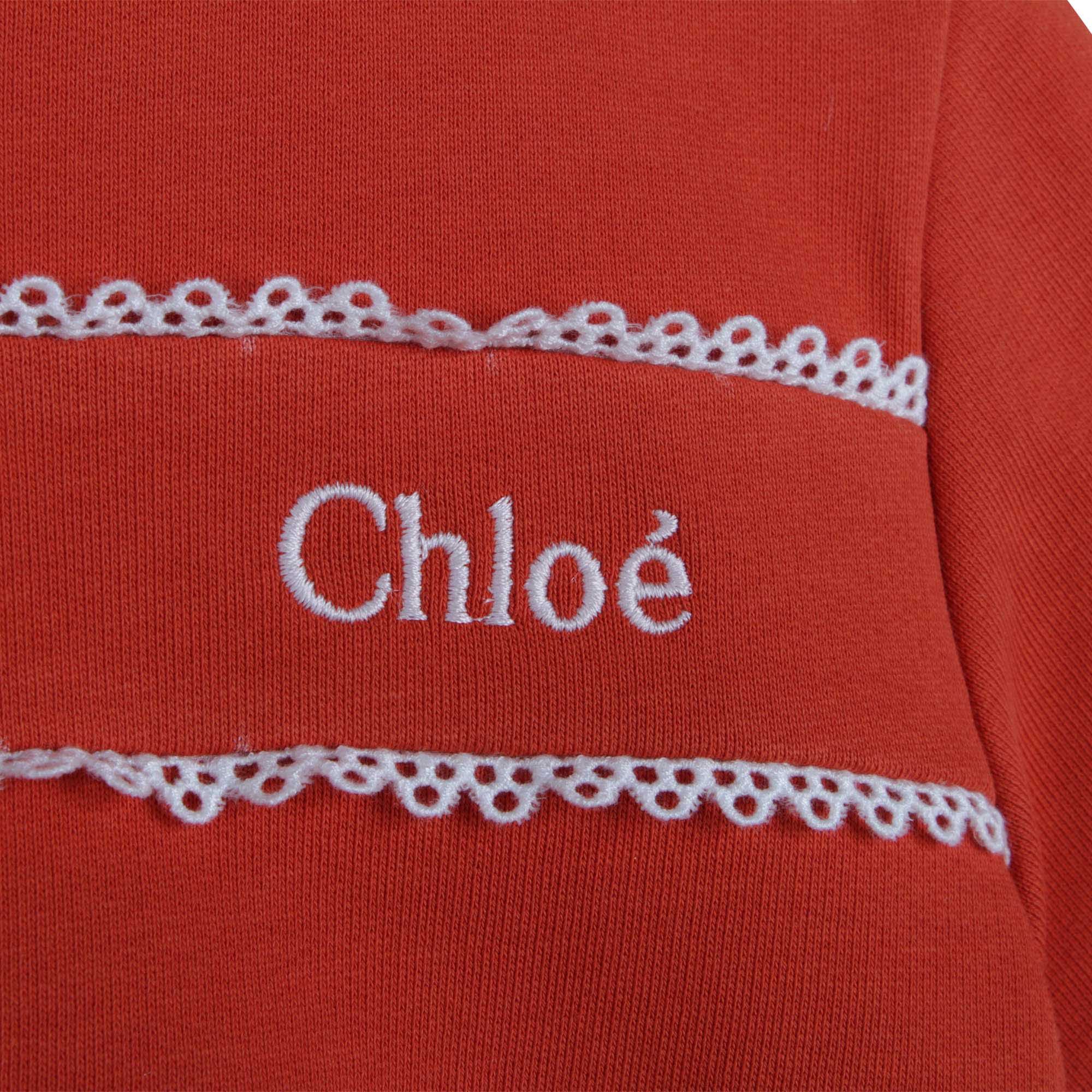 Girls Red Logo Cotton Short Sleeve Sweatshirt