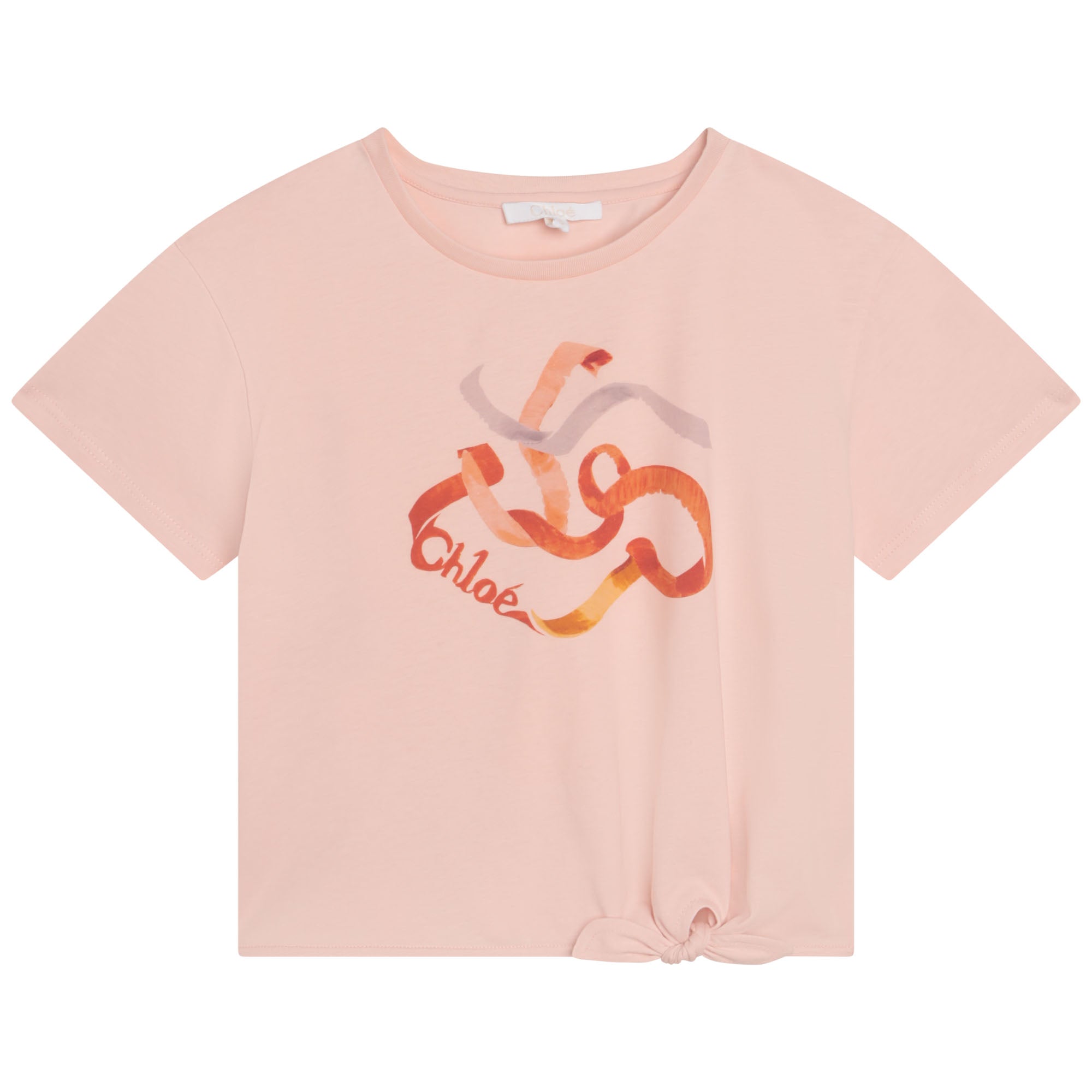 Girls Pink Printed Cotton T-Shirt