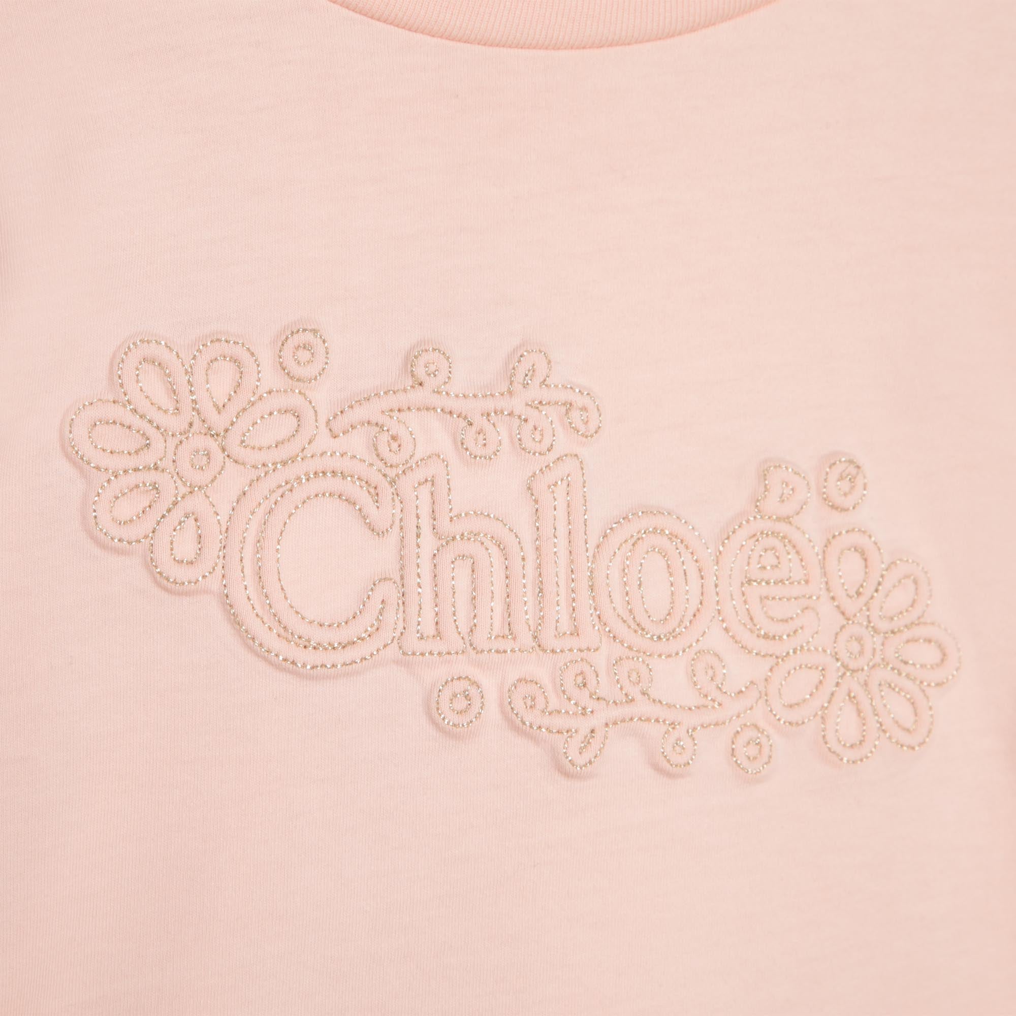 Girls Pink Logo Cotton T-Shirt