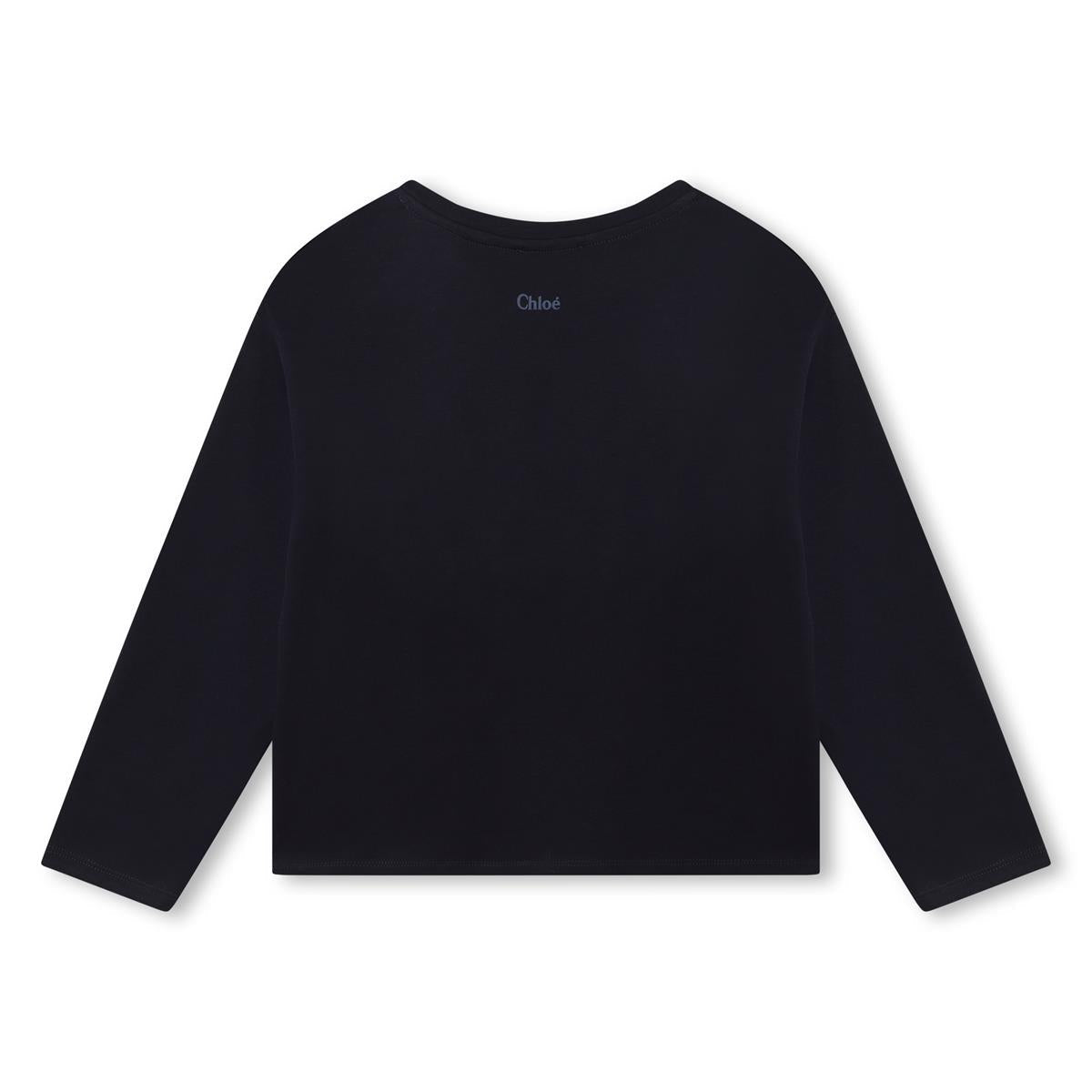 Girls Blue Printed Cotton T-Shirt