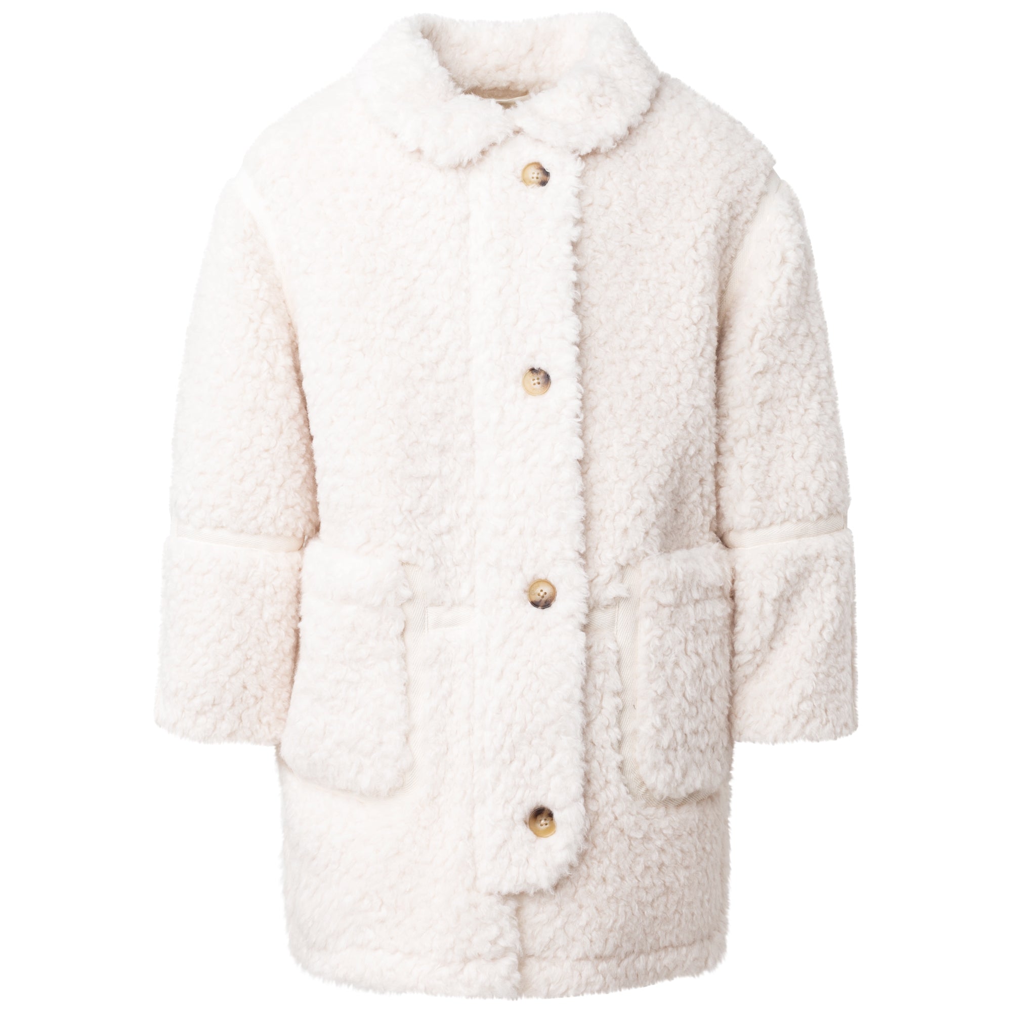 Girls Ivory Faux Fur Coat