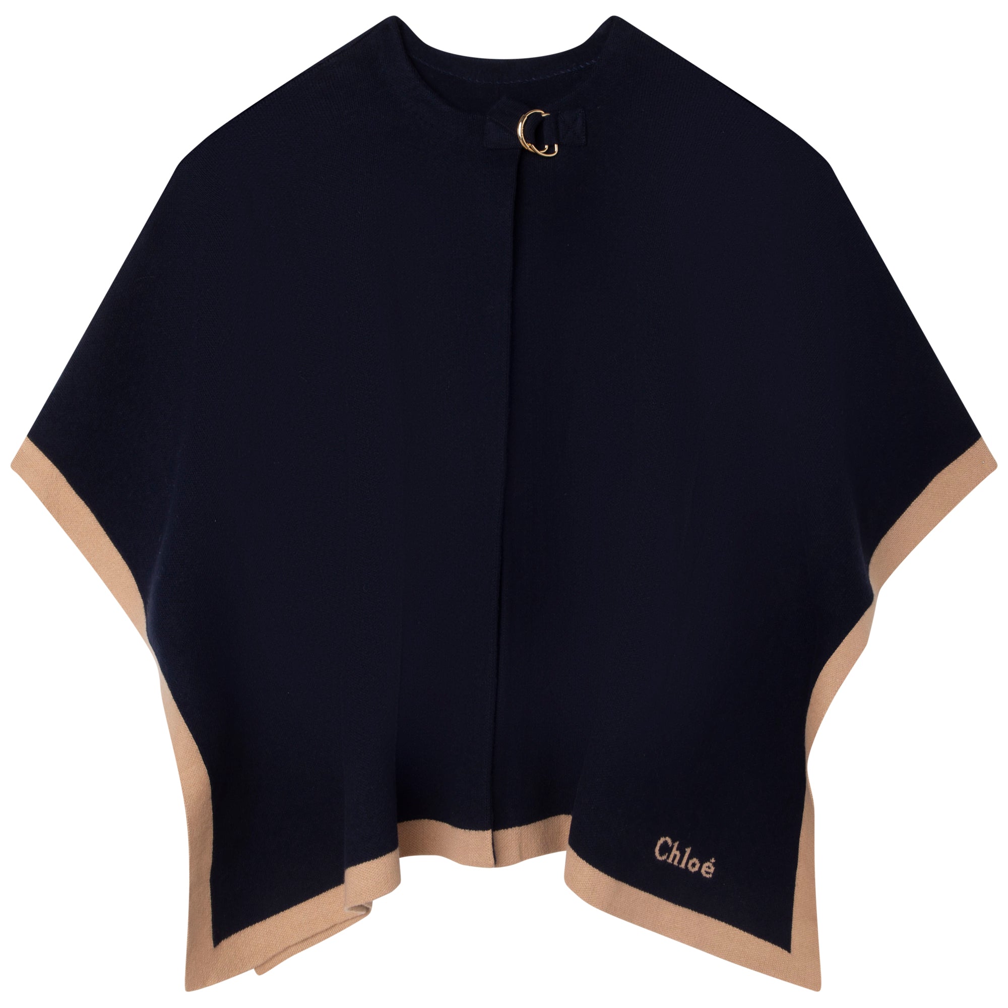Girls Navy Knit Cape
