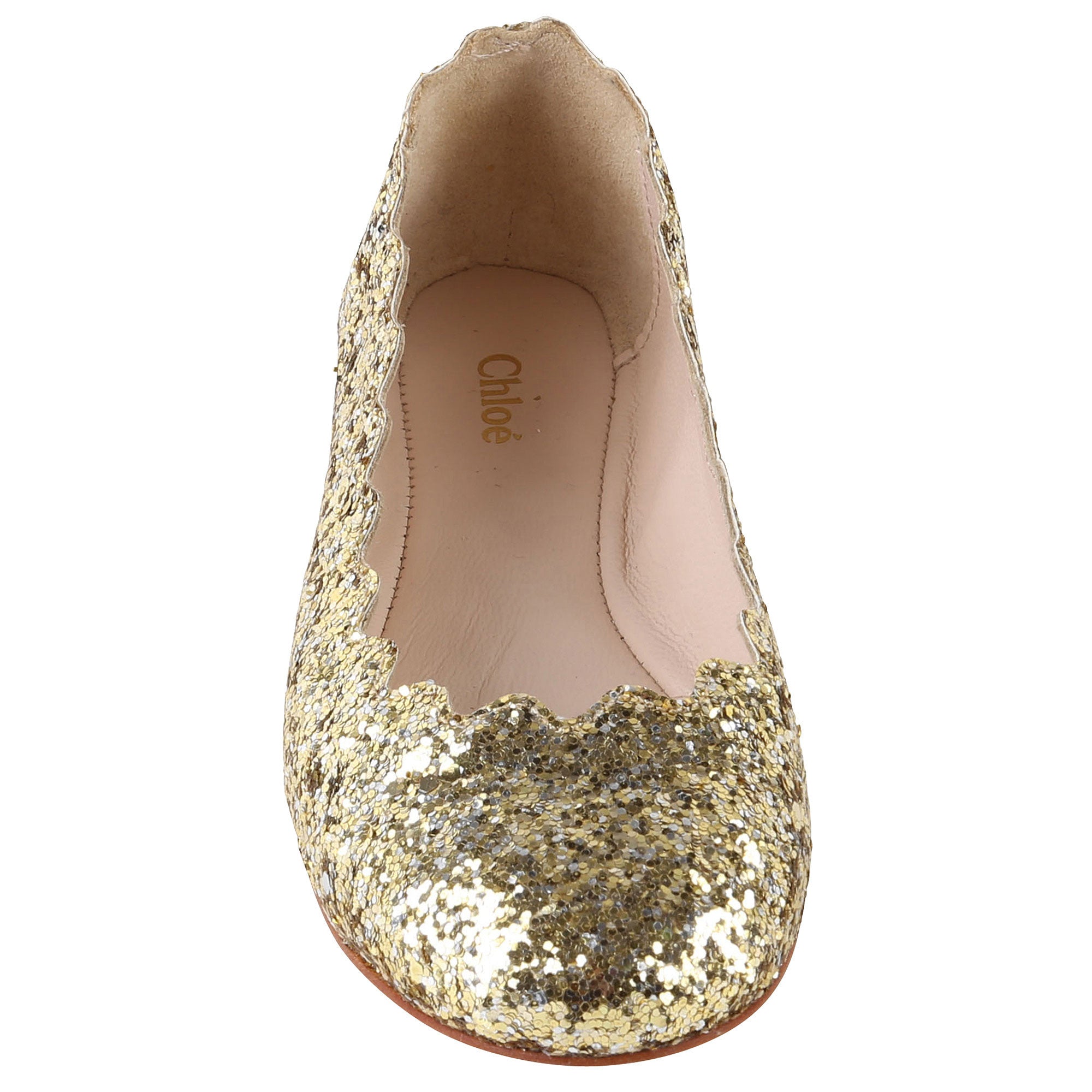 Girls Gold Scalloped Leather Shoes - CÉMAROSE | Children's Fashion Store - 2