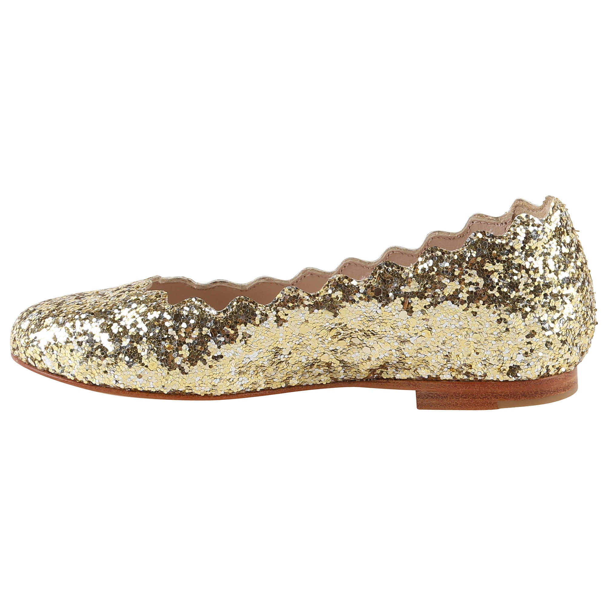 Girls Gold Scalloped Leather Shoes - CÉMAROSE | Children's Fashion Store - 4