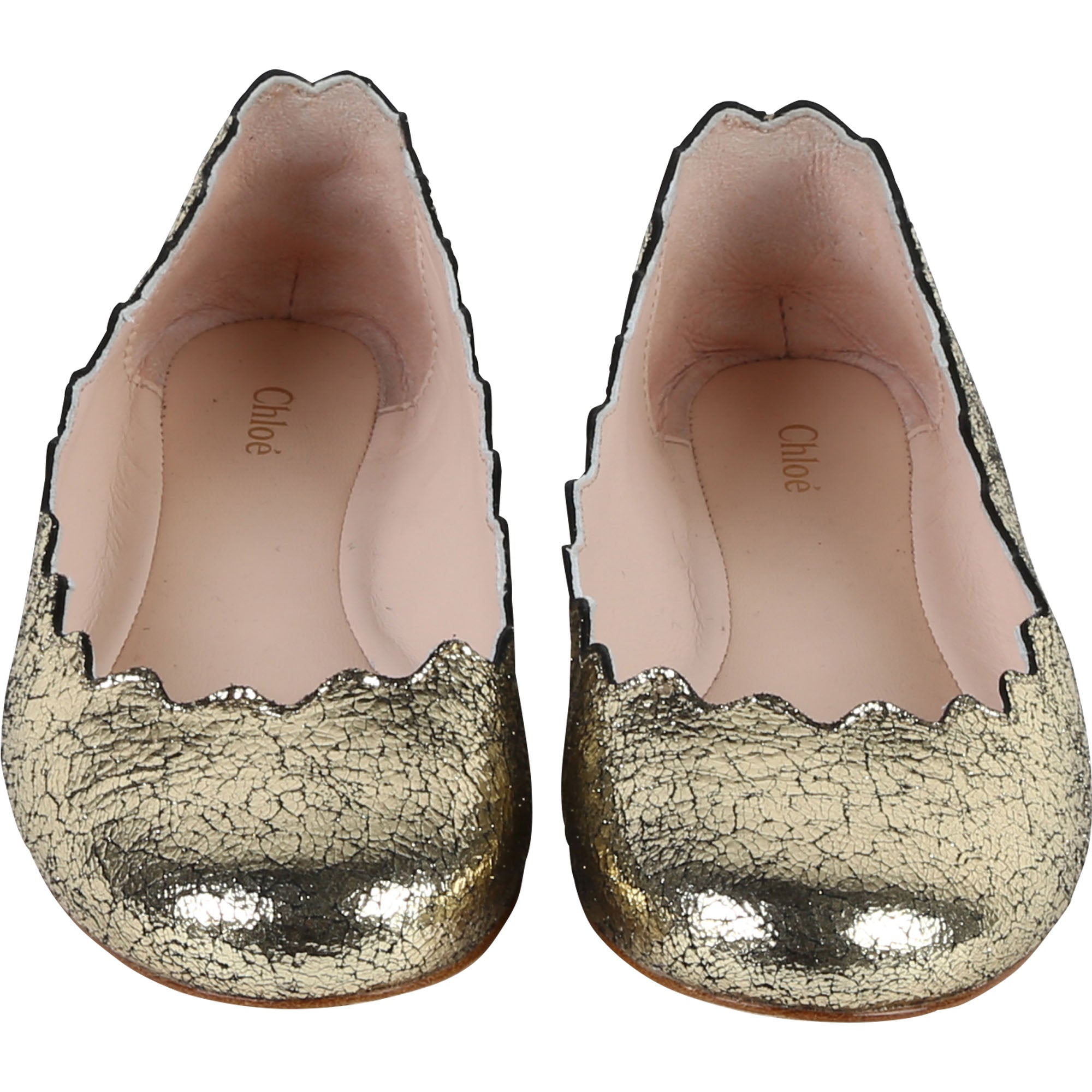 Girls Gold Cuir Ballerina Shoes