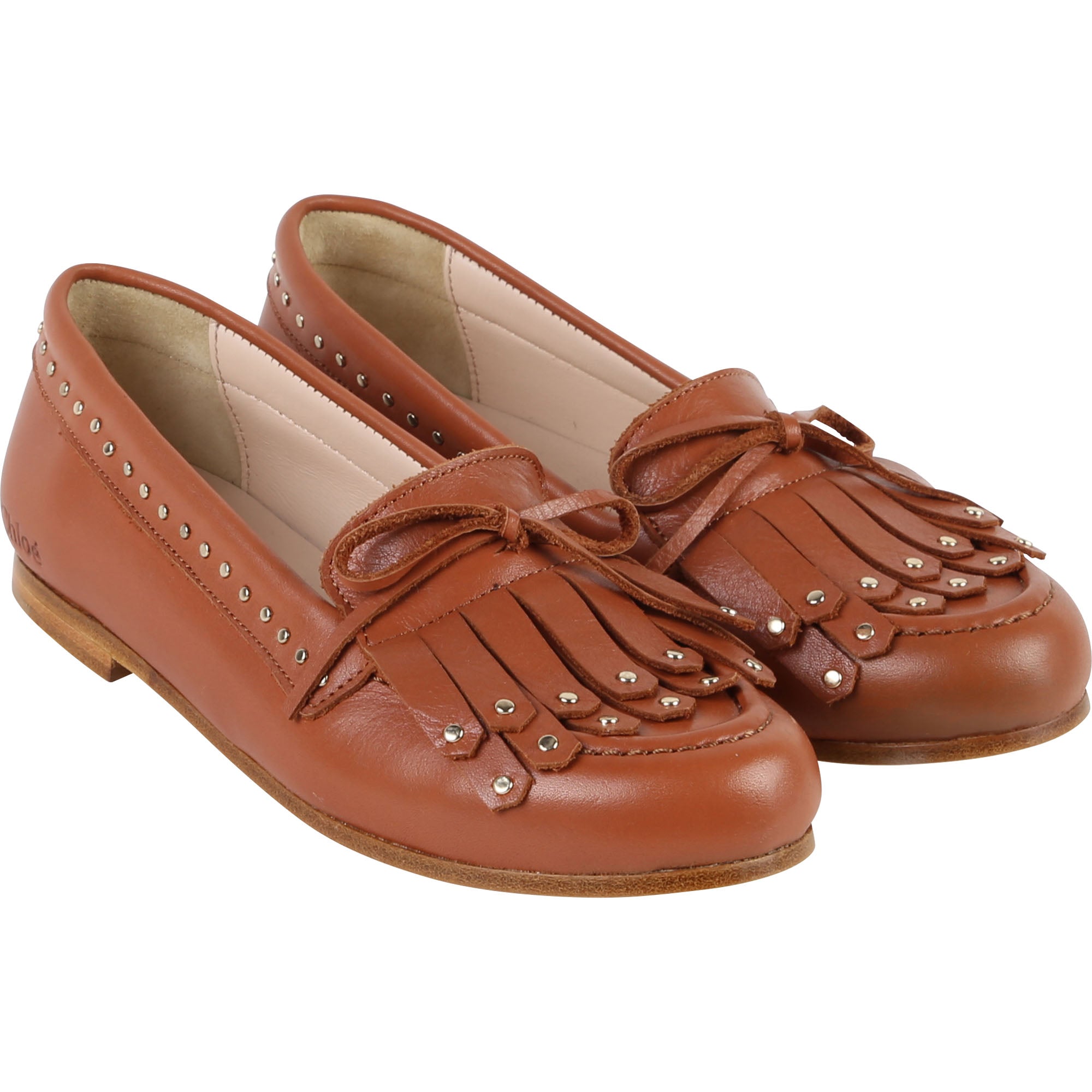 Girls Brown Tassel Cuir Shoes