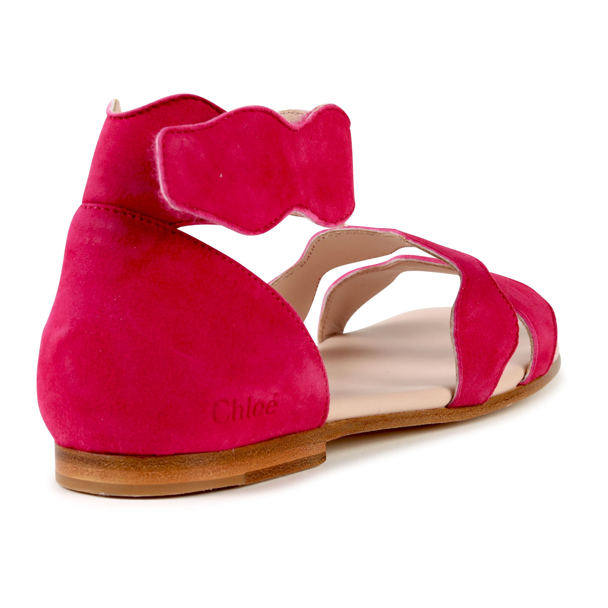 Girls Bright Pink Leather Sandals