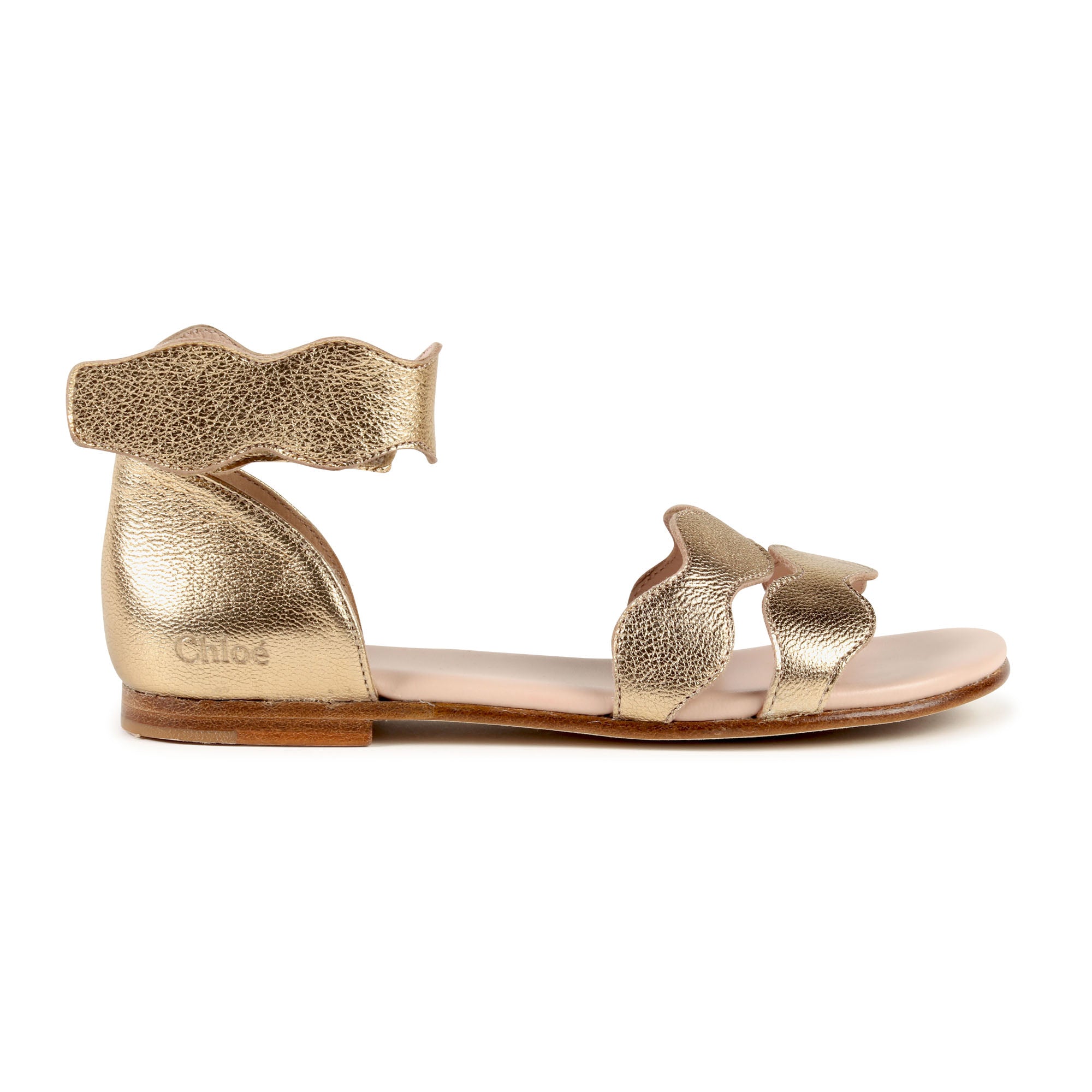 Girls Gold Leather Sandals