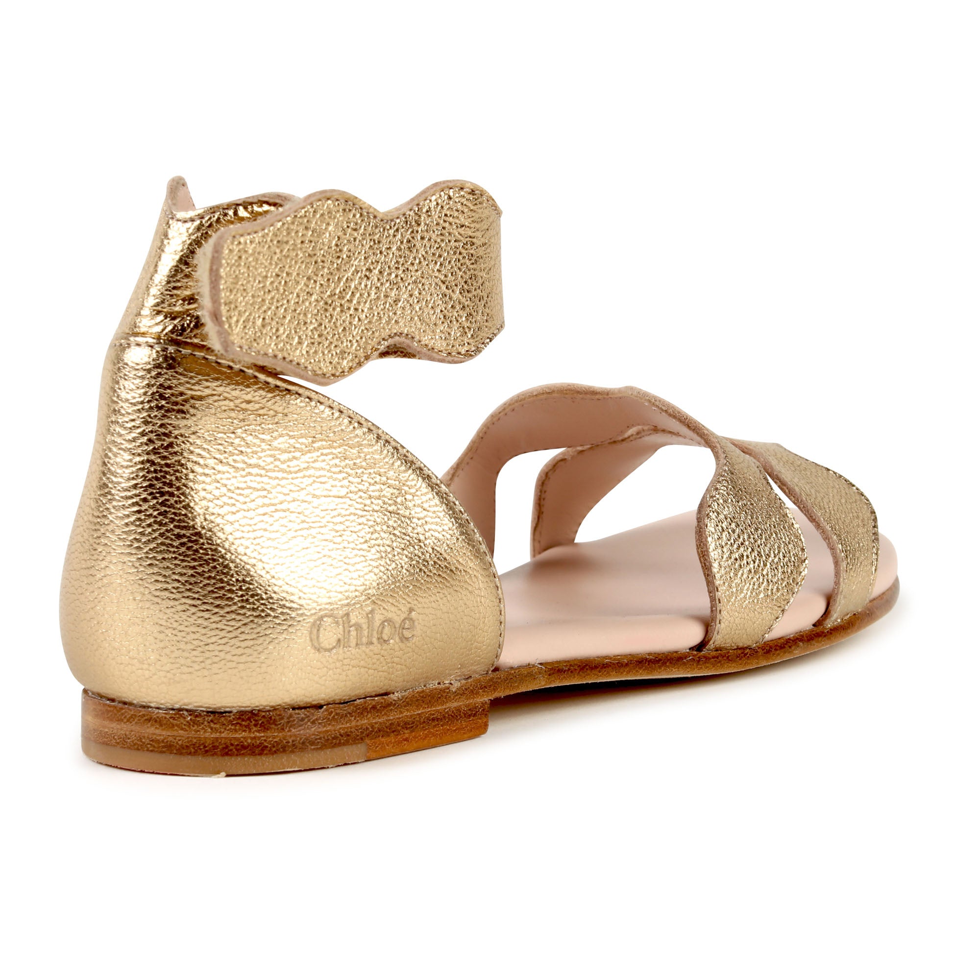 Girls Gold Leather Sandals