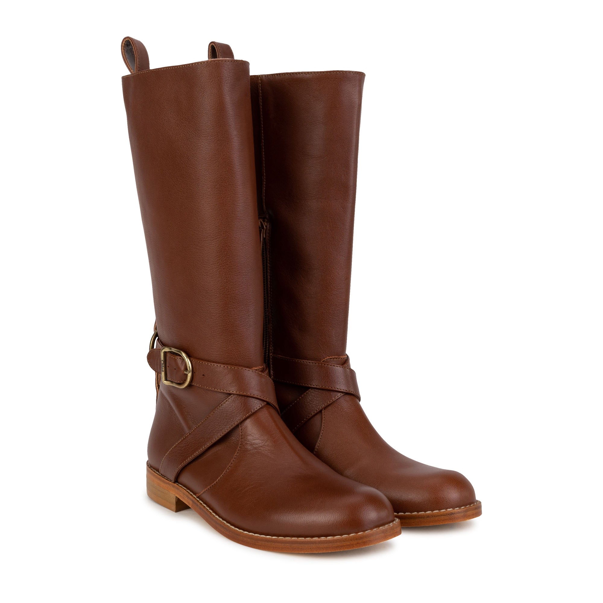 Girls Brown Leather Long Boots