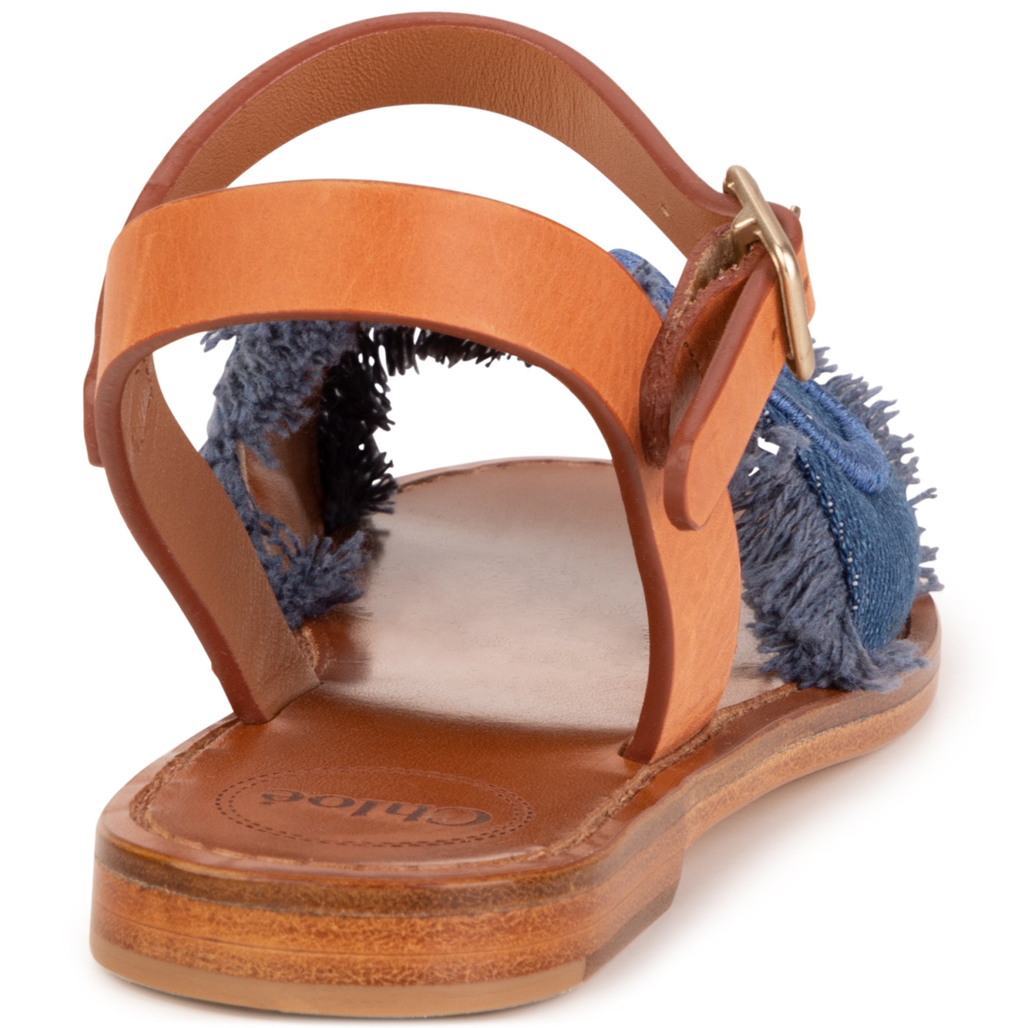 Girls Blue Denim Logo Sandals