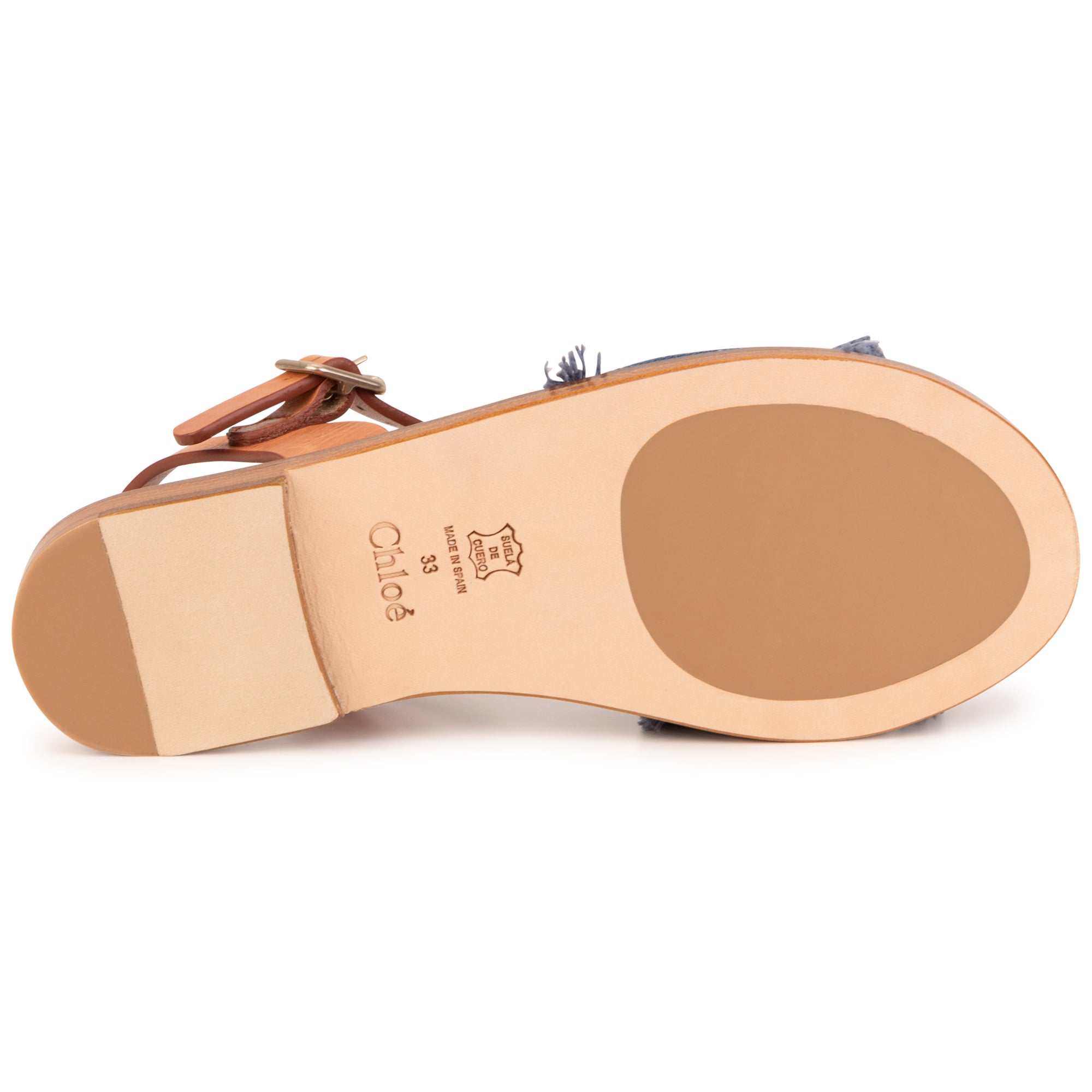 Girls Blue Denim Logo Sandals