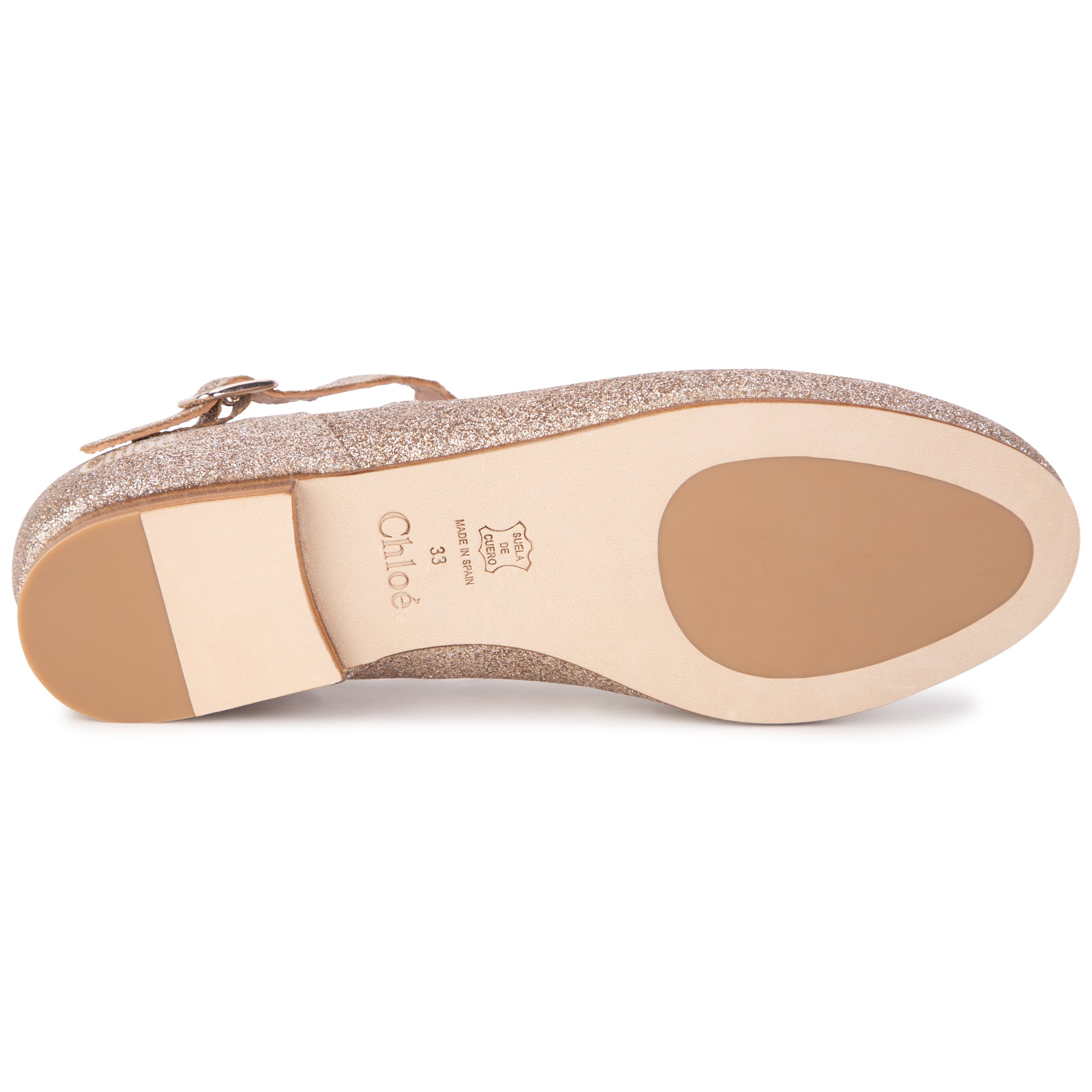 Girls Gold Glitter Flat Shoes