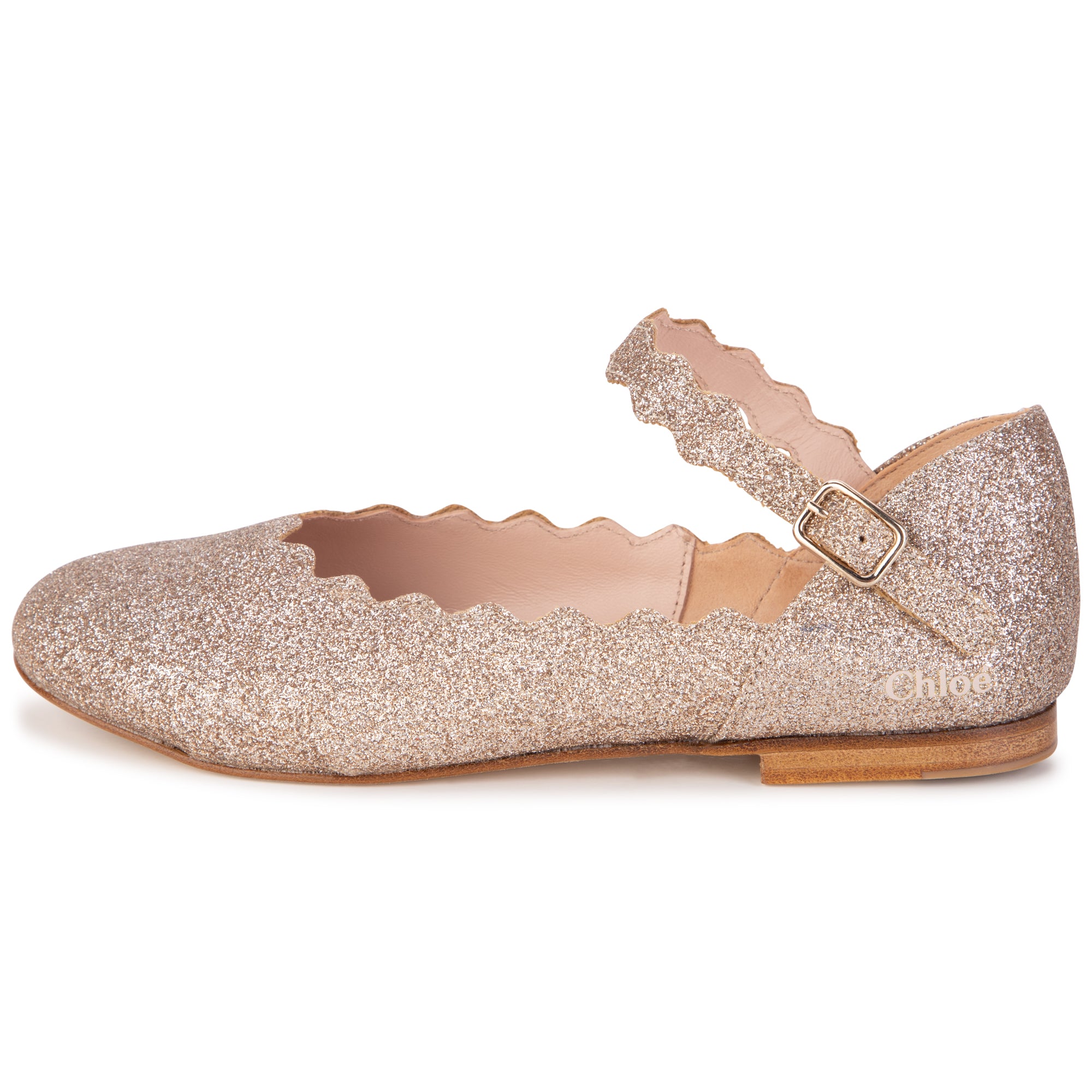 Girls Gold Glitter Flat Shoes