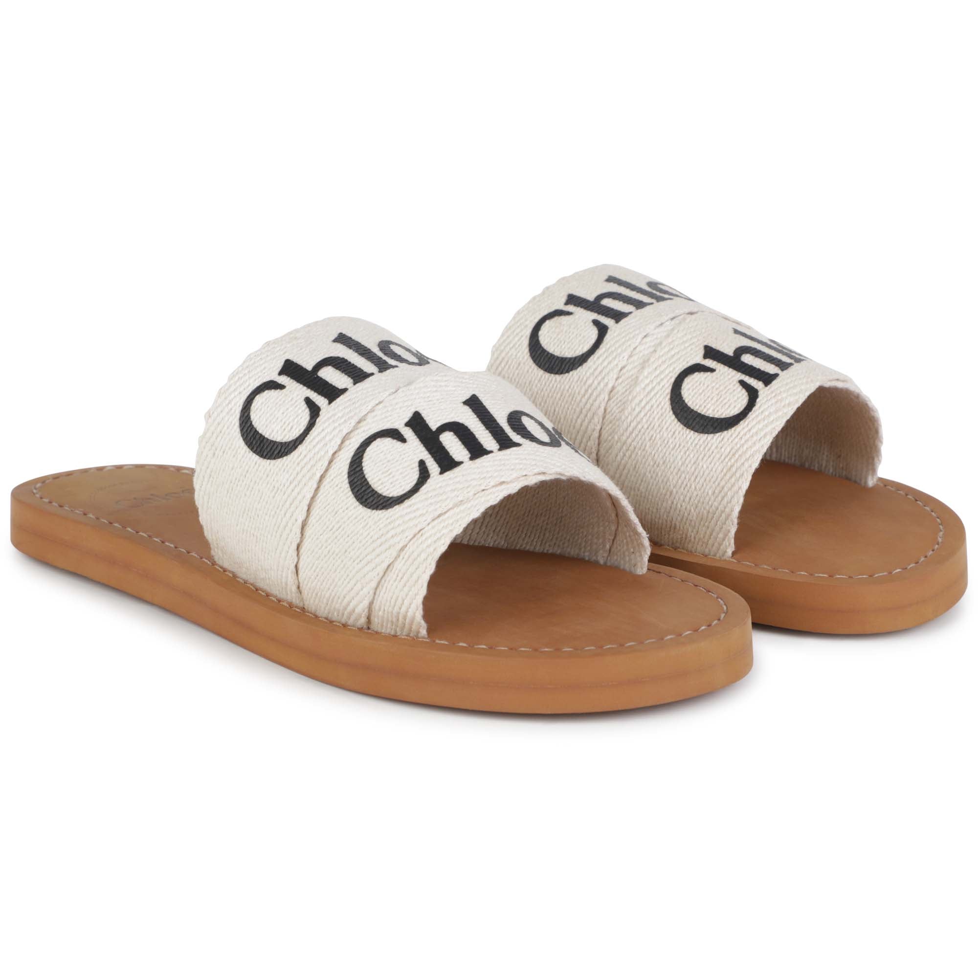 Girls White Logo Canvas Sandals
