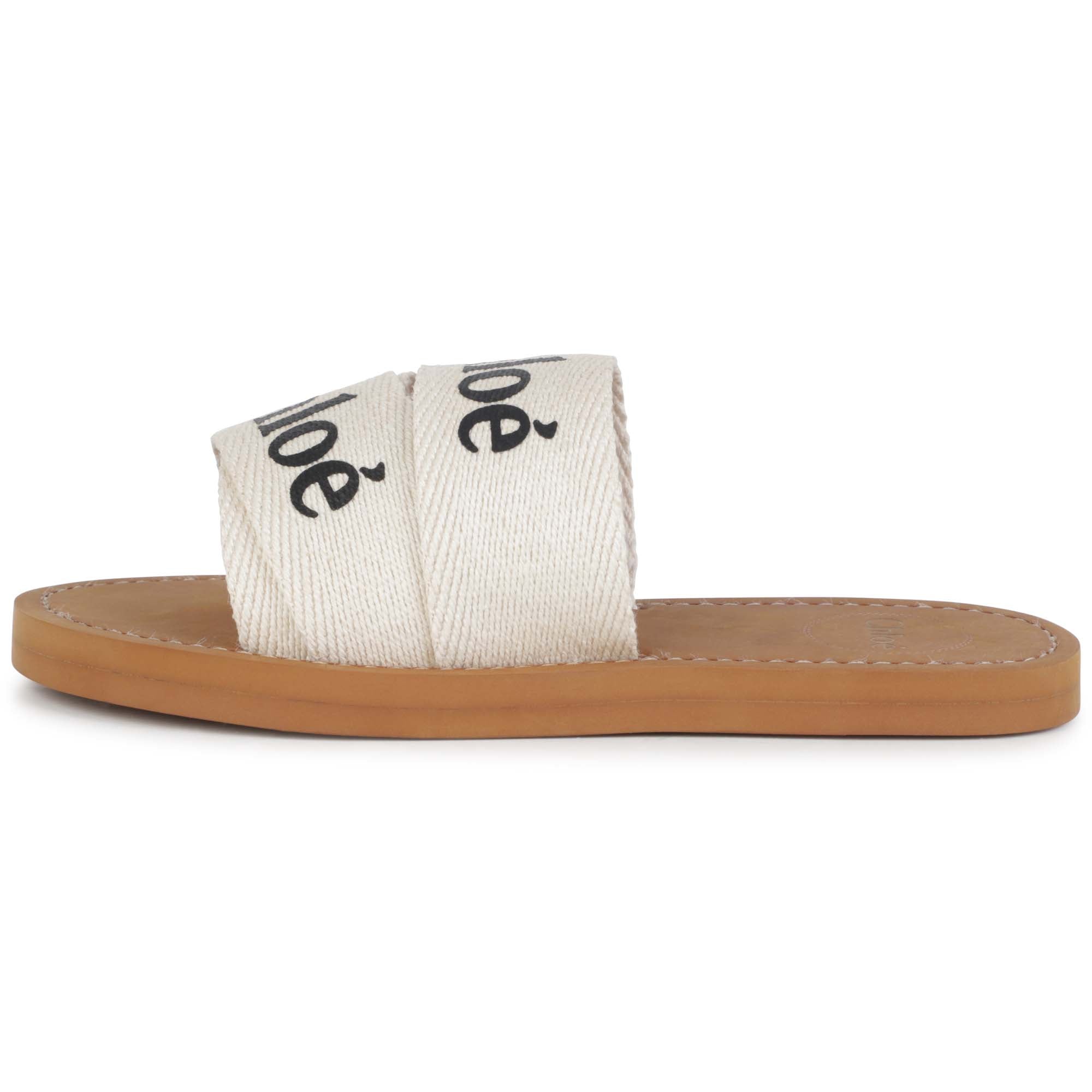Girls White Logo Canvas Sandals