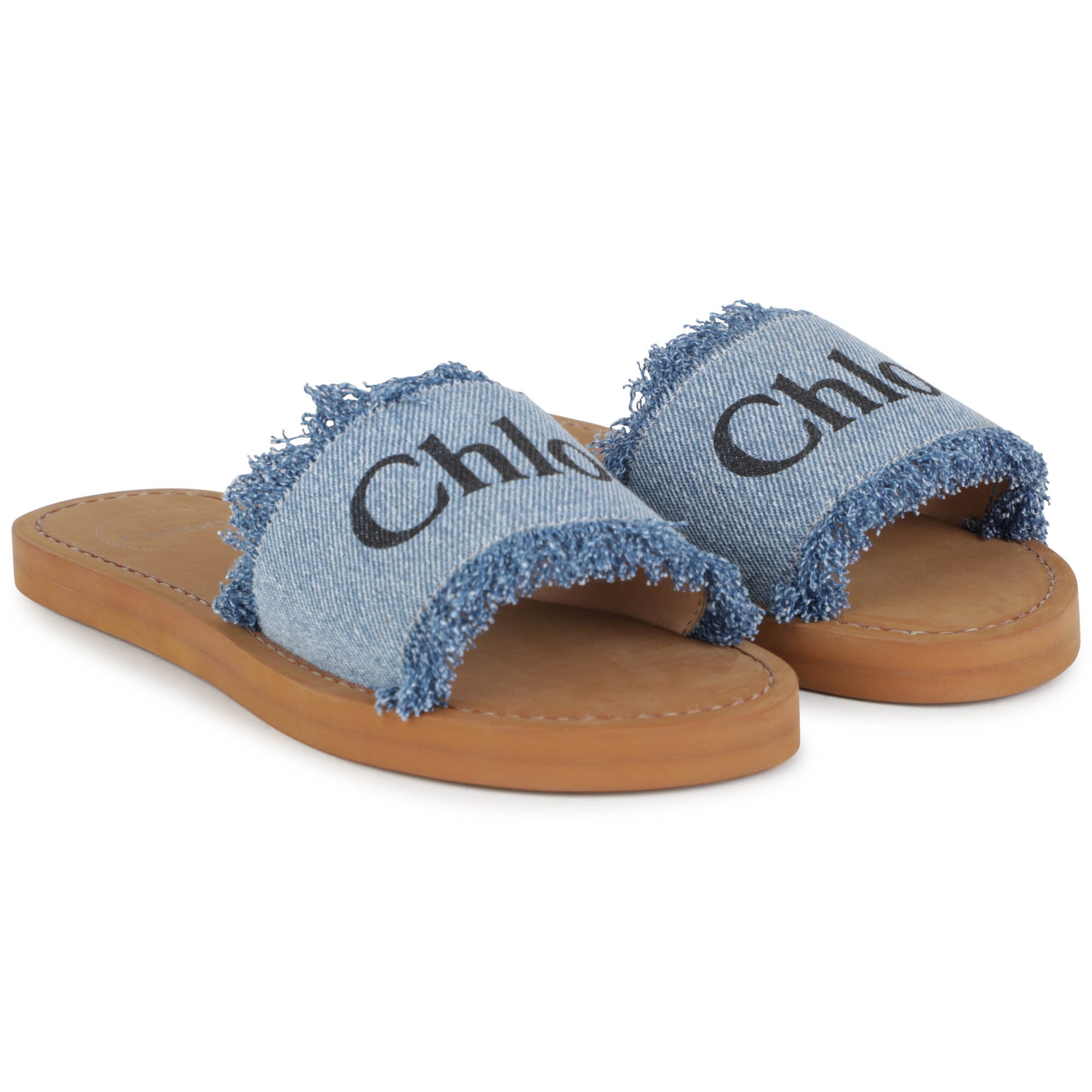 Girls Denim Blue Logo Canvas Sandals