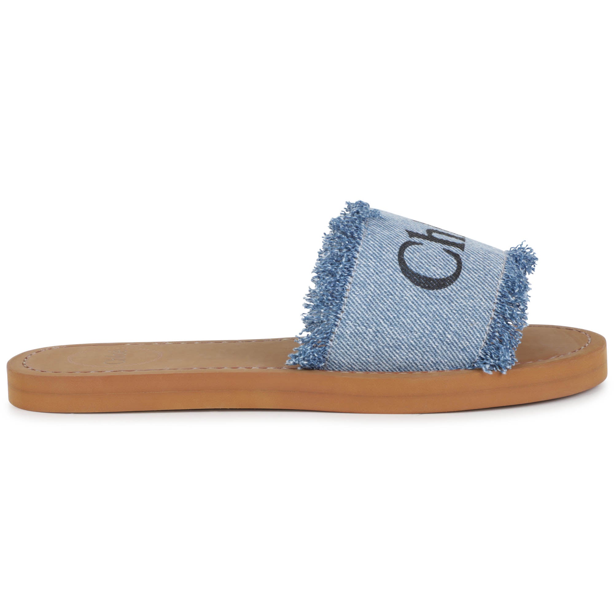 Girls Denim Blue Logo Canvas Sandals