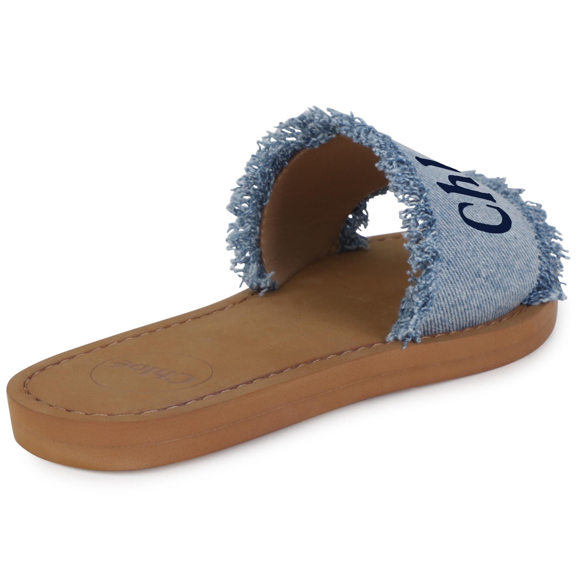 Girls Denim Blue Logo Canvas Sandals