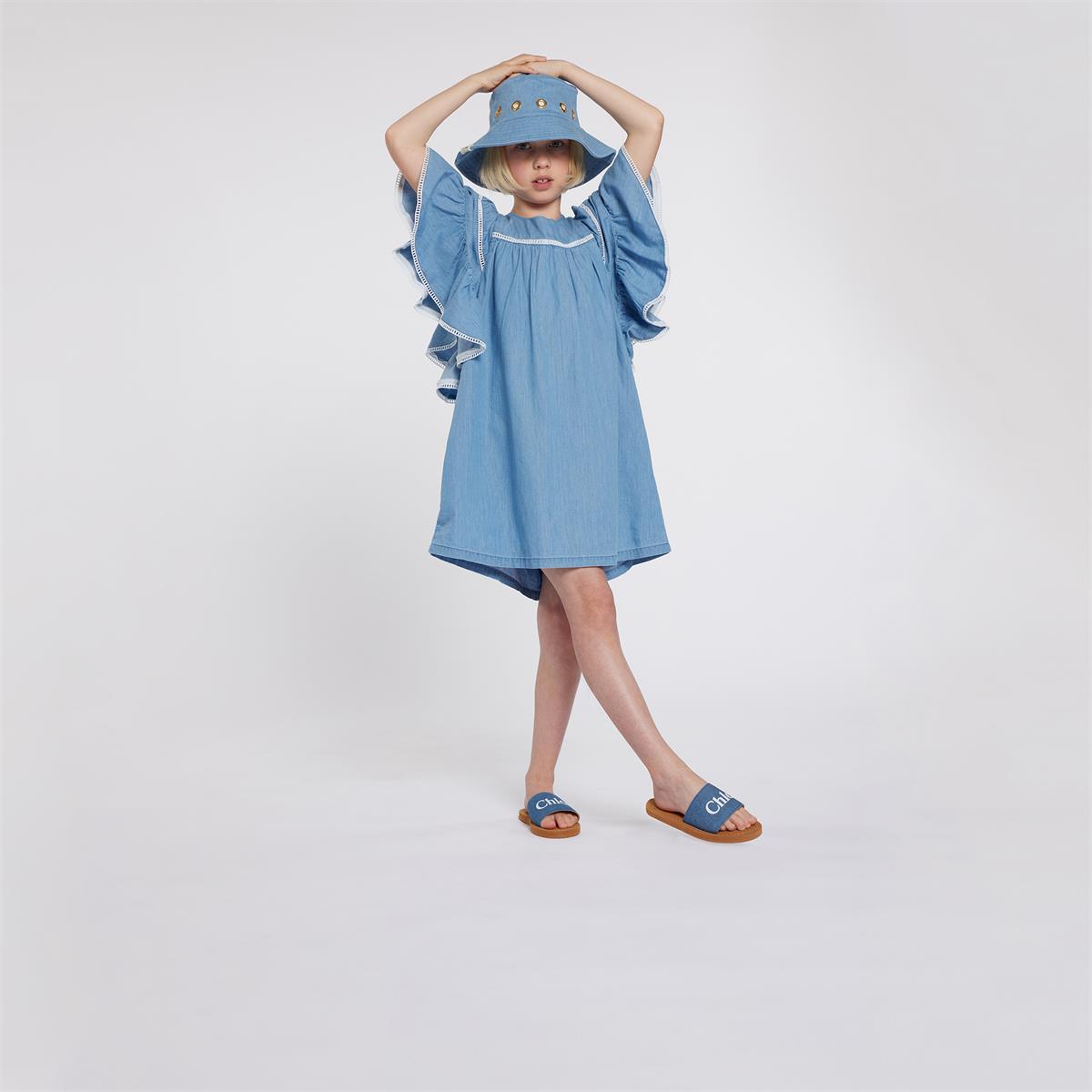 Girls Blue Denim Bucket Hat