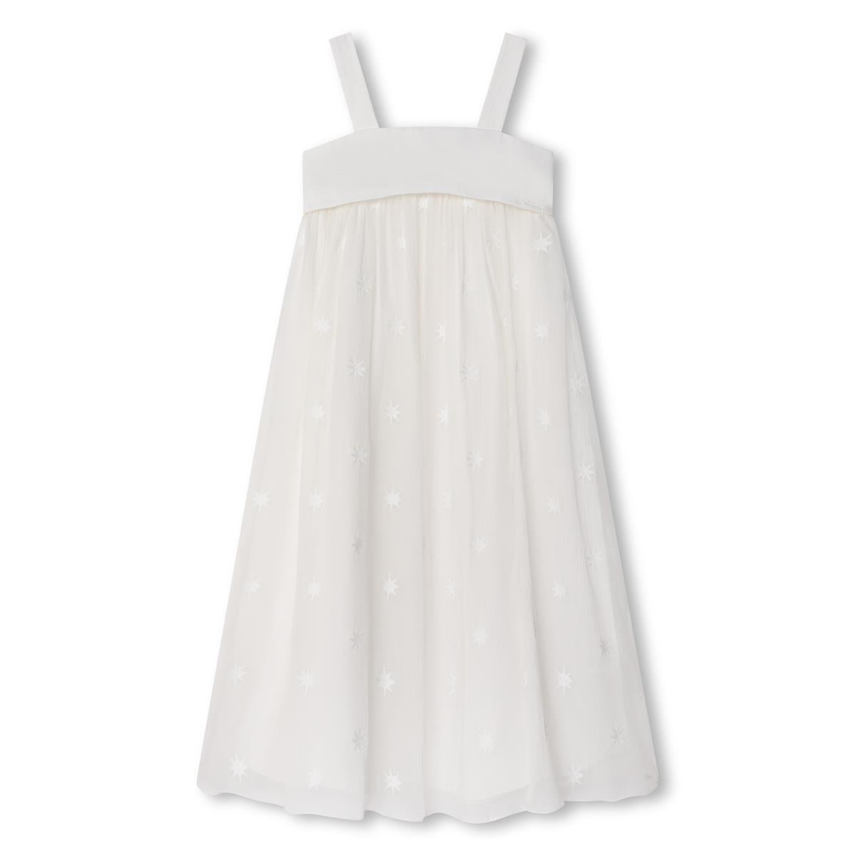 Girls White Embroidered Dress