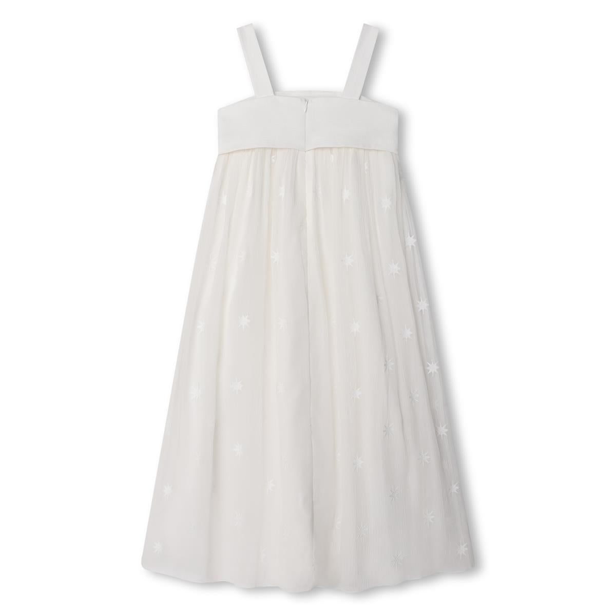 Girls White Embroidered Dress