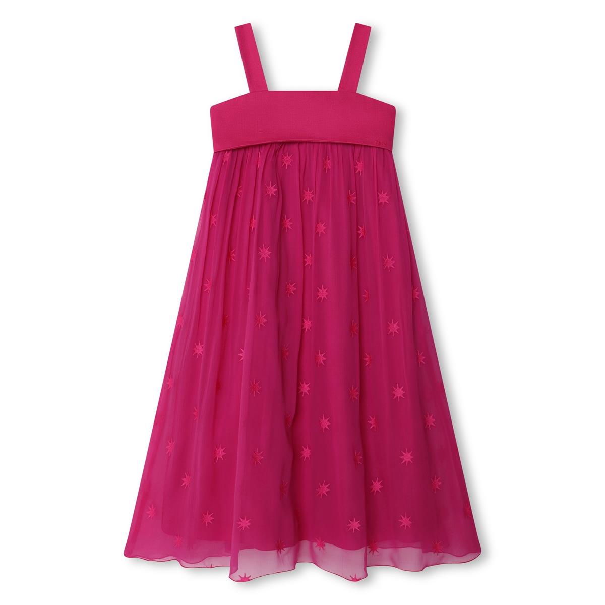 Girls Fuchsia Embroidered Dress