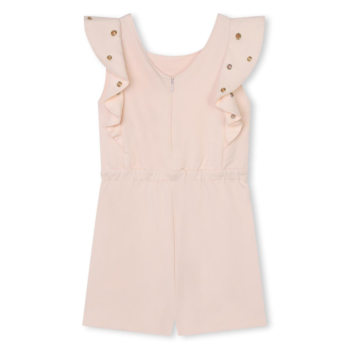 Girls Pink Cotton Jumpsuit