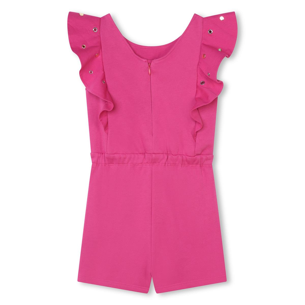 Girls Fuchsia Cotton Jumpsuit